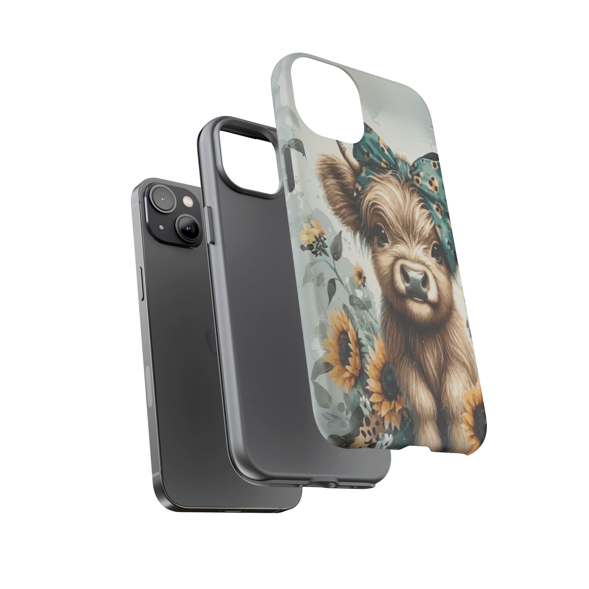 Adorable Cow Phone Case – Floral Farmhouse Design, Cute Animal Lover Gift
