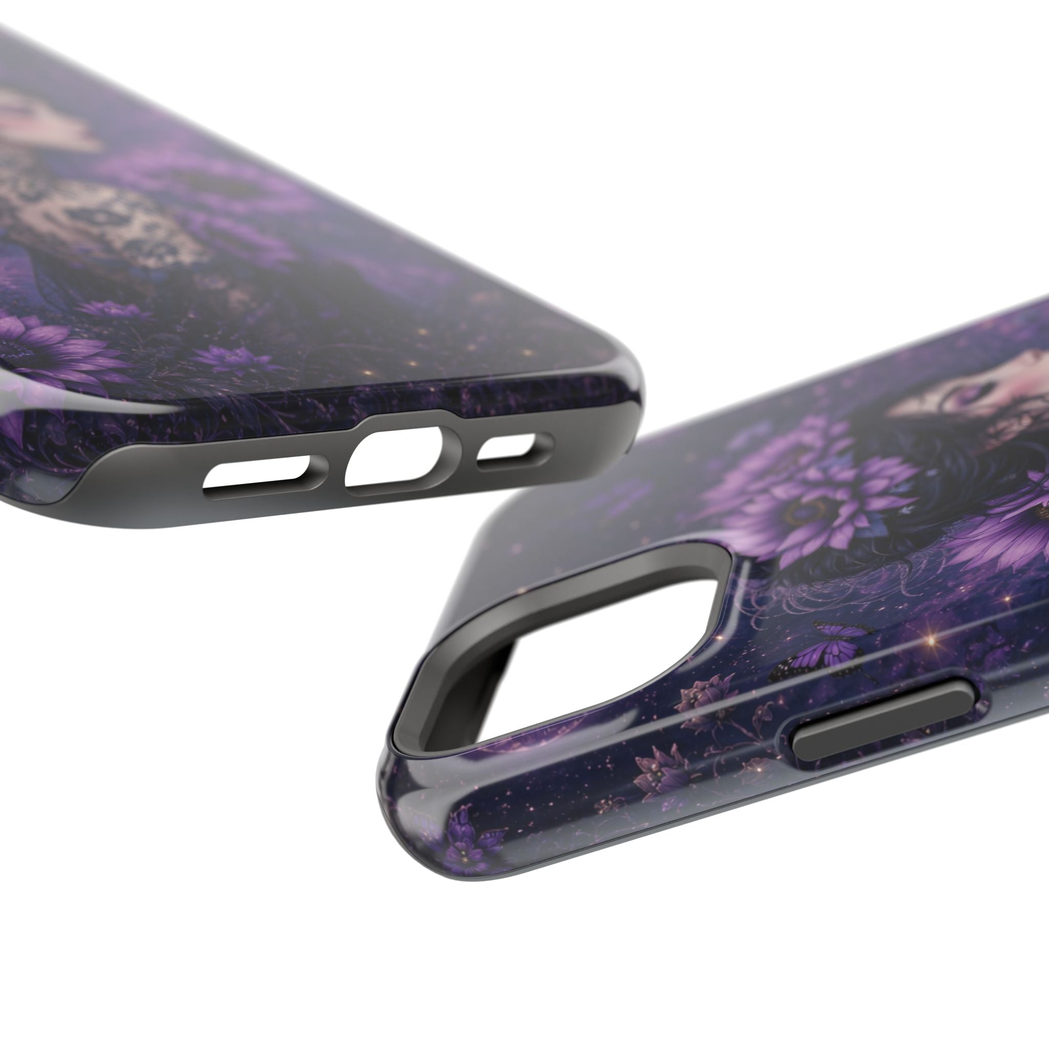Gothic Floral Woman Phone Case – Dark Botanical MagSafe-Compatible Cover