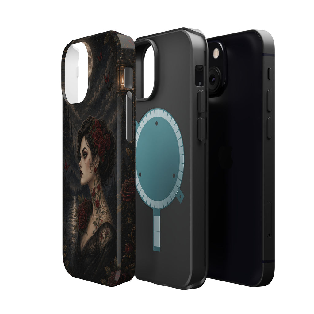Gothic Rose Portrait Phone Case – Dark Romance MagSafe-Compatible Cover