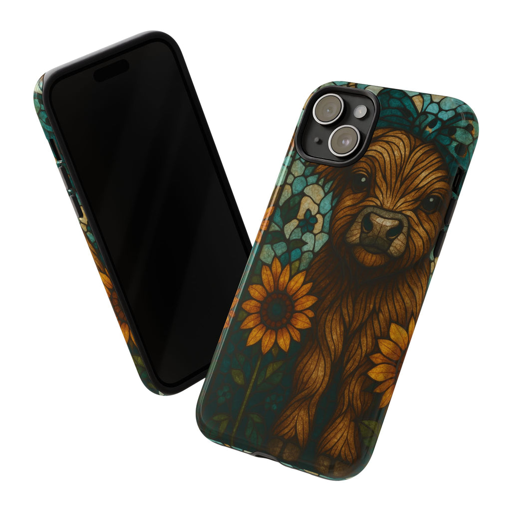 Stained Glass Baby Cow Phone Case – Sunflower Farmhouse Animal Design