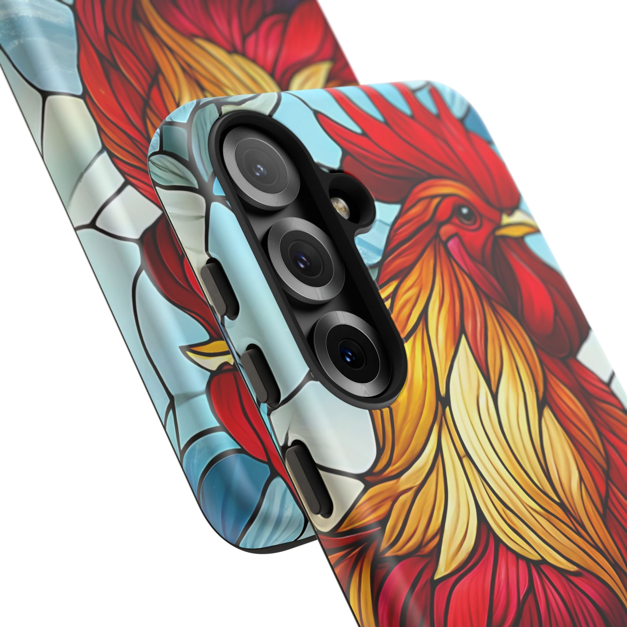 Colorful Stained Glass Rooster Android Case, Tough Protective Phone Cover, Farmhouse Decor Protective Phone Case, Unique Chicken Design
