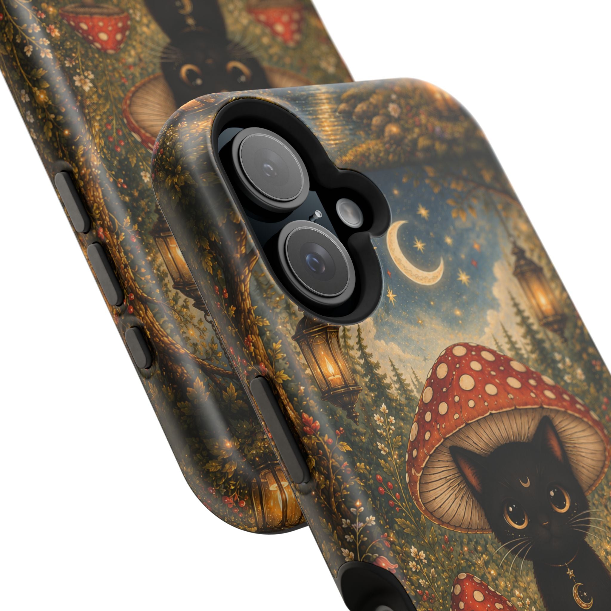Black Cat & Mushroom Phone Case – Magical MagSafe-Compatible Cover