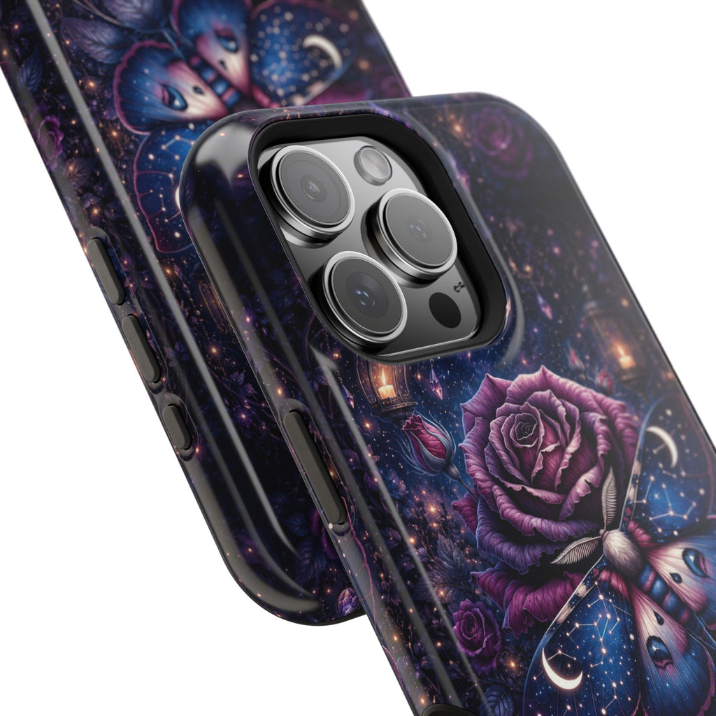 Mystical Rose & Moth Phone Case – Floral MagSafe-Compatible Cover