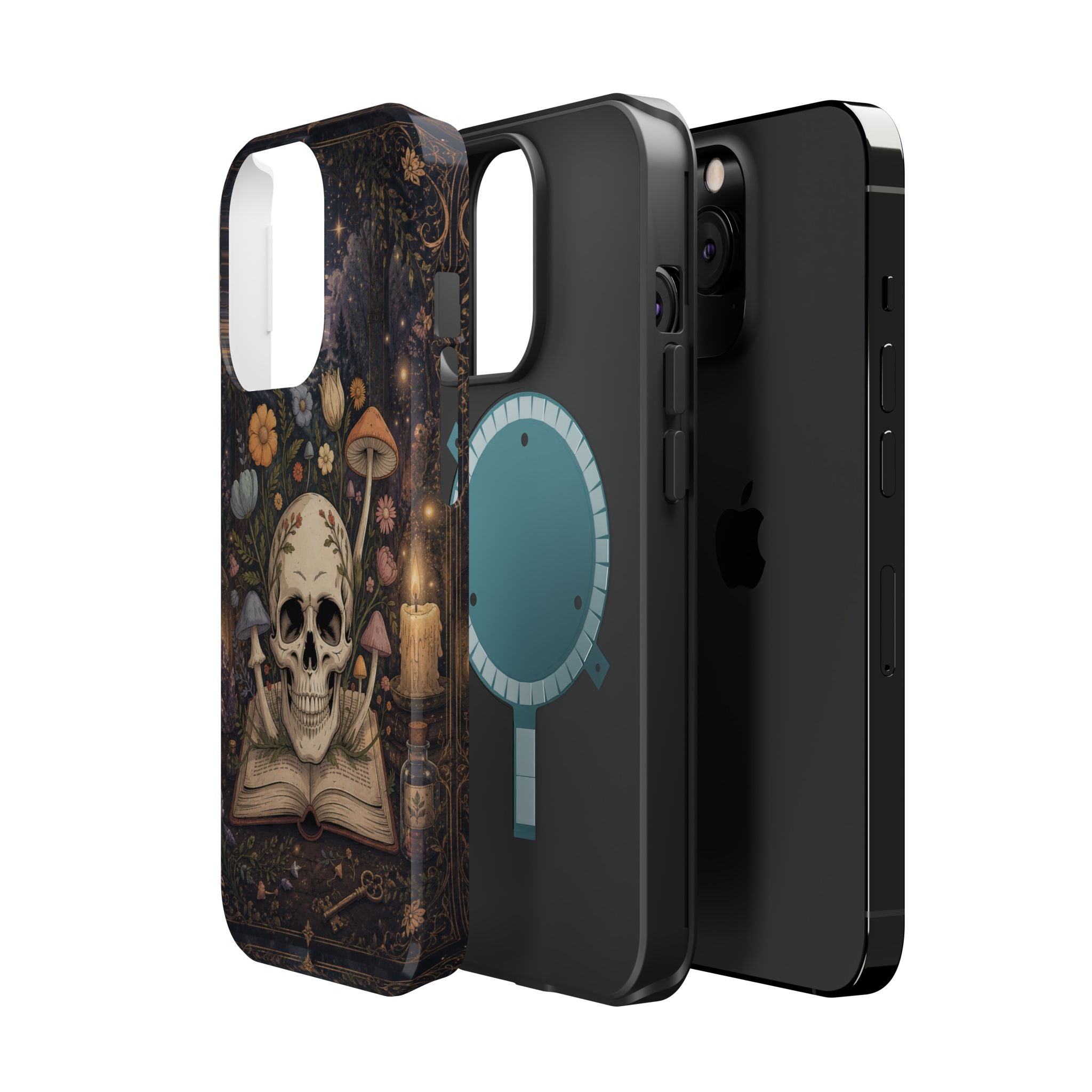 Skull & Mushroom Phone Case – Gothic MagSafe-Compatible Impact-Resistant Case