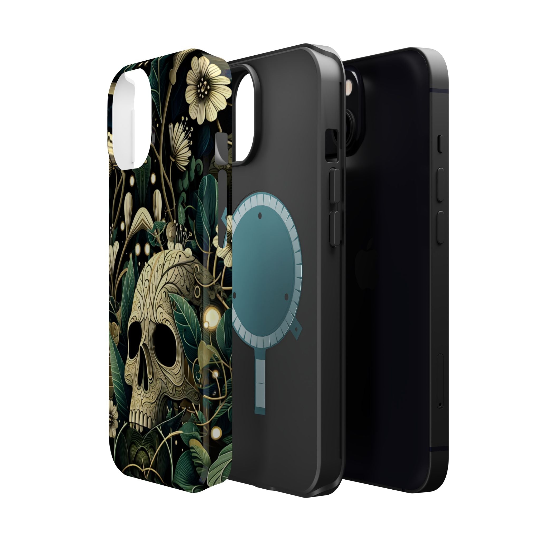 Floral Skull Phone Case – Botanical Gothic MagSafe-Compatible Cover