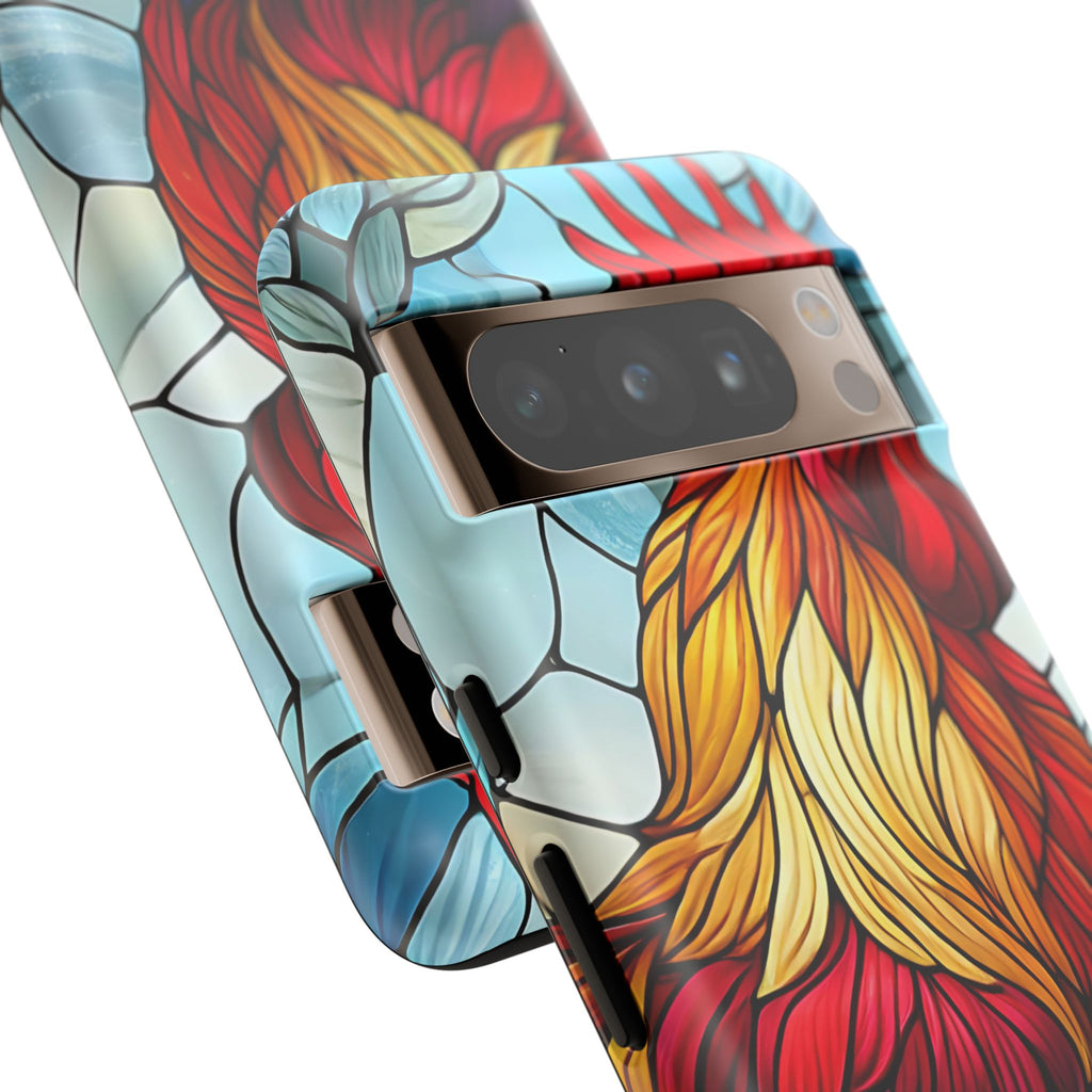 Colorful Stained Glass Rooster Android Case, Tough Protective Phone Cover, Farmhouse Decor Protective Phone Case, Unique Chicken Design
