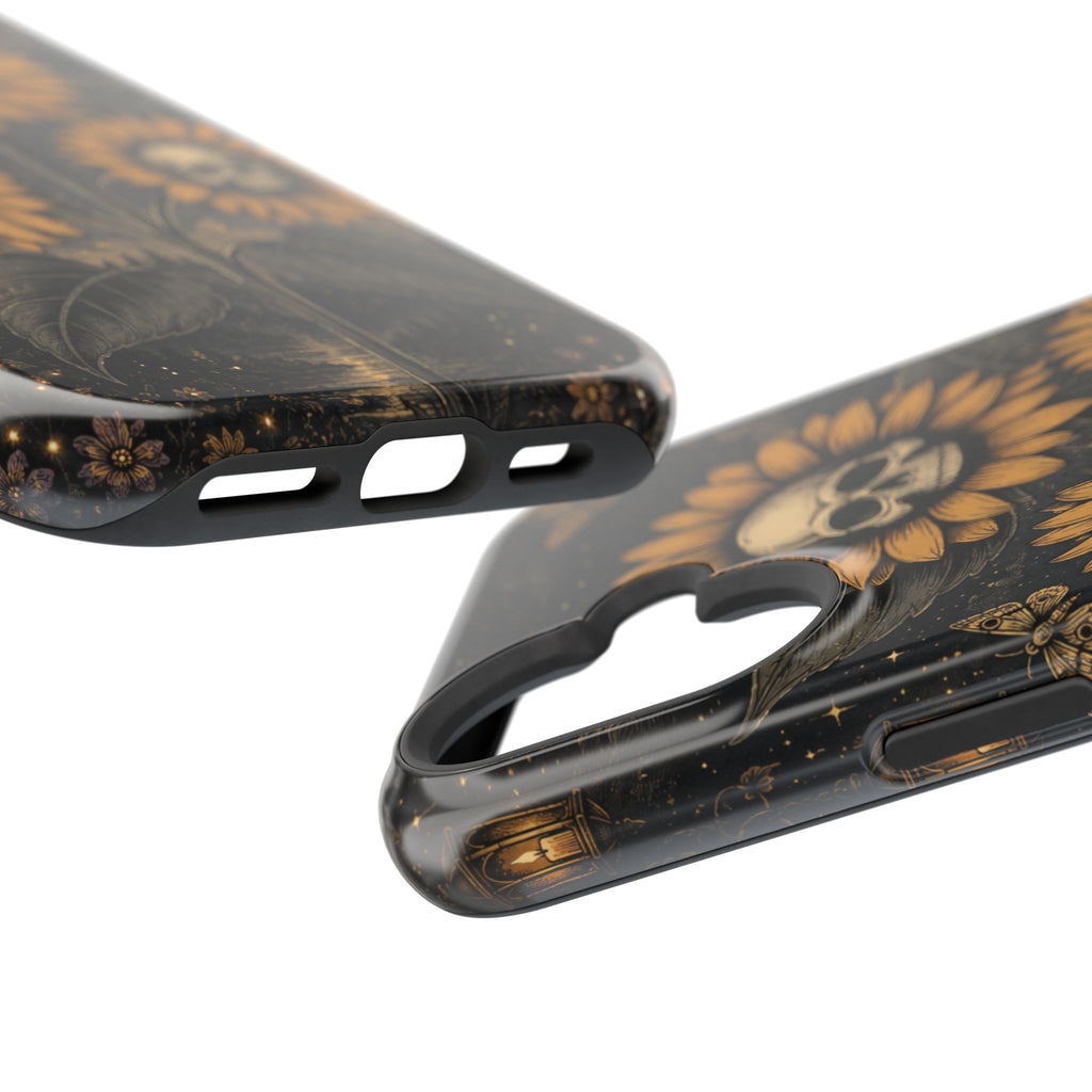 Skull Sunflowers Phone Case – Dark Floral MagSafe-Compatible Cover
