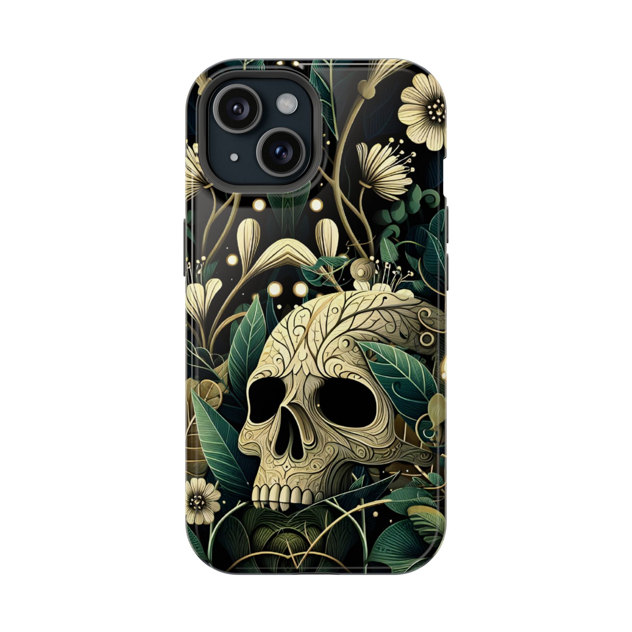 Floral Skull Phone Case – Botanical Gothic MagSafe-Compatible Cover
