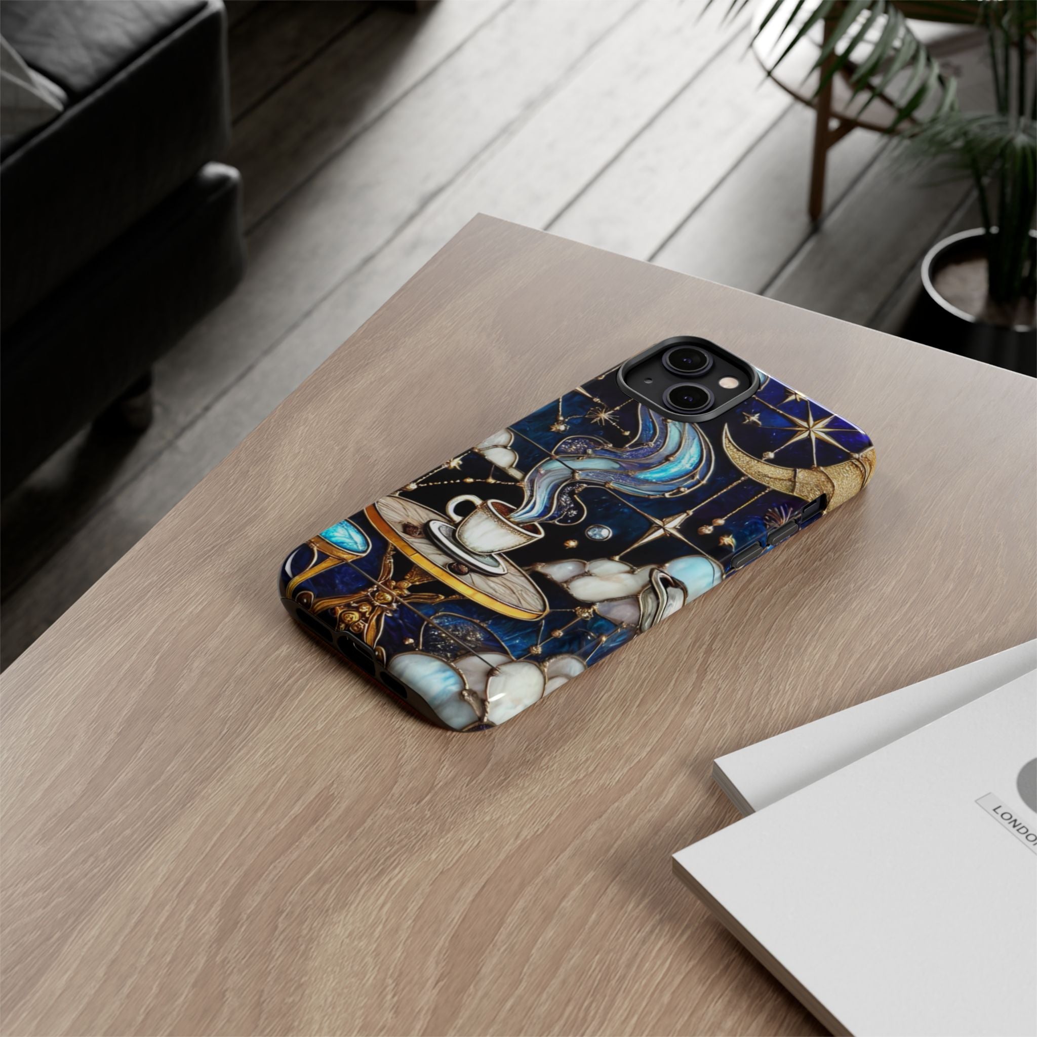 Celestial Stained Glass Coffee iPhone Case – Shockproof 3D Wrap