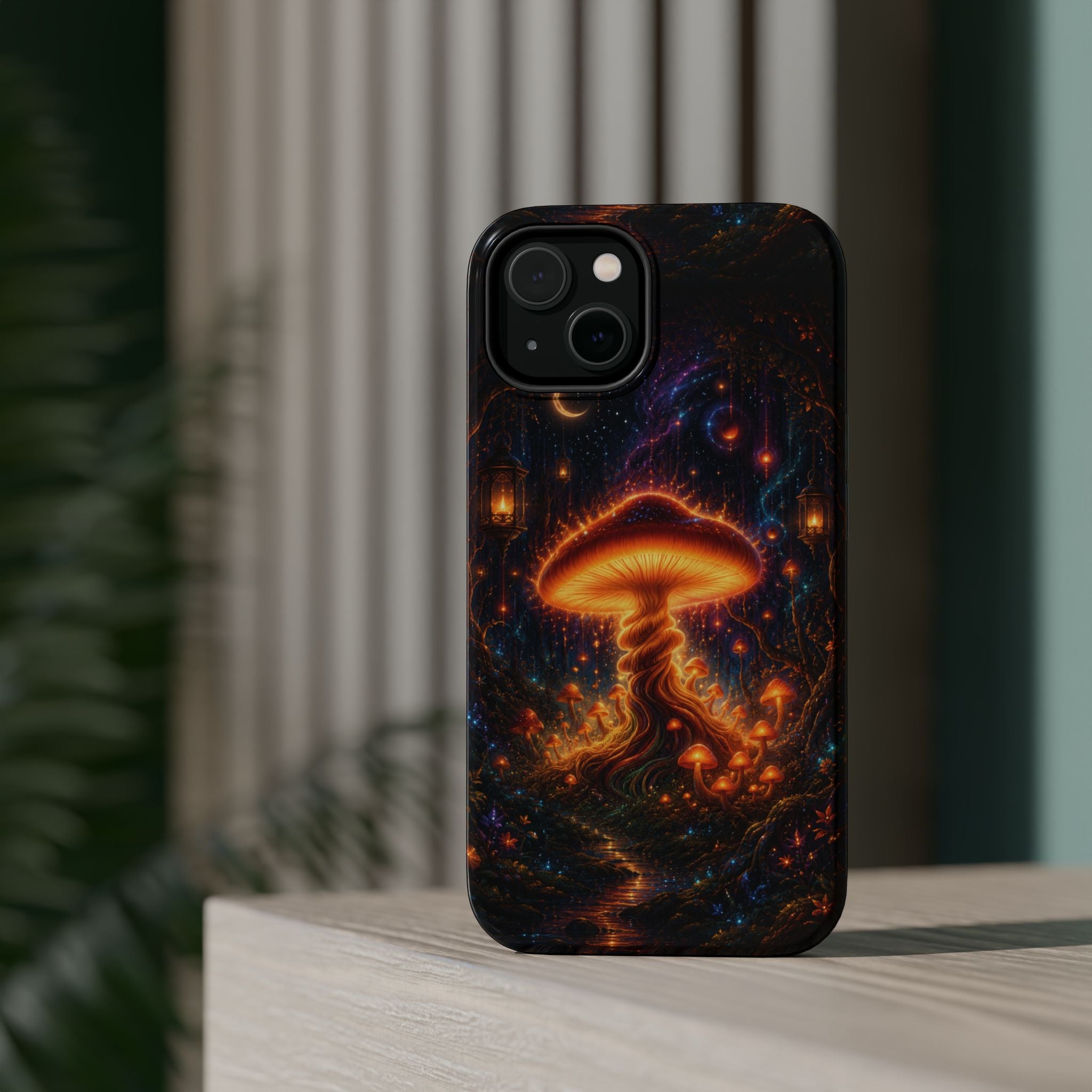 Psychedelic Glowing Mushroom Phone Case – MagSafe Galaxy Art Cover