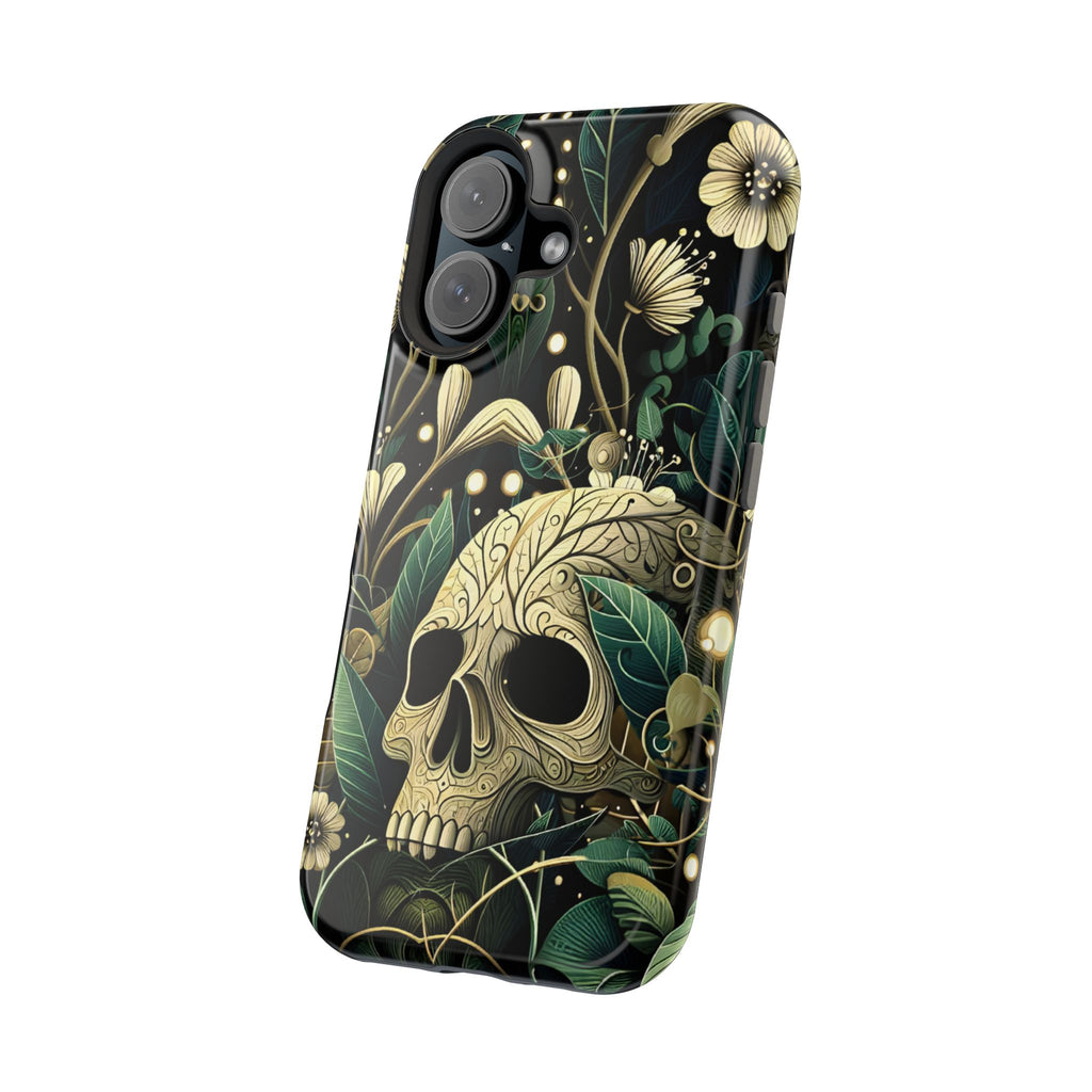 Floral Skull Phone Case – Botanical Gothic MagSafe-Compatible Cover