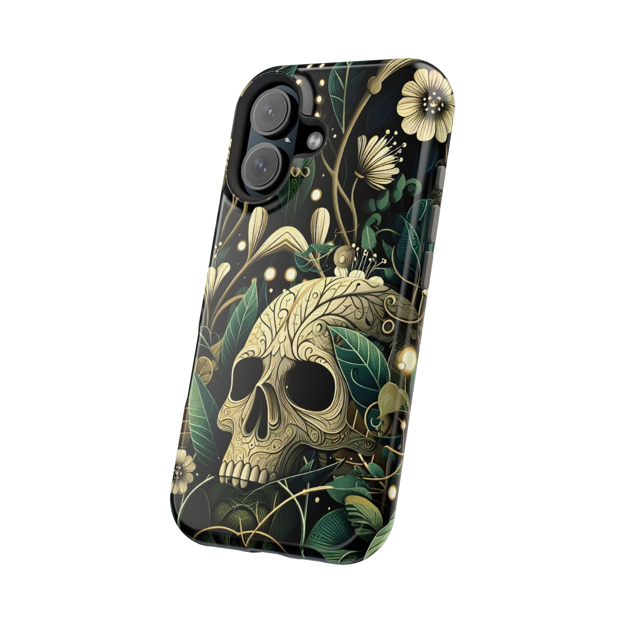 Floral Skull Phone Case – Botanical Gothic MagSafe-Compatible Cover