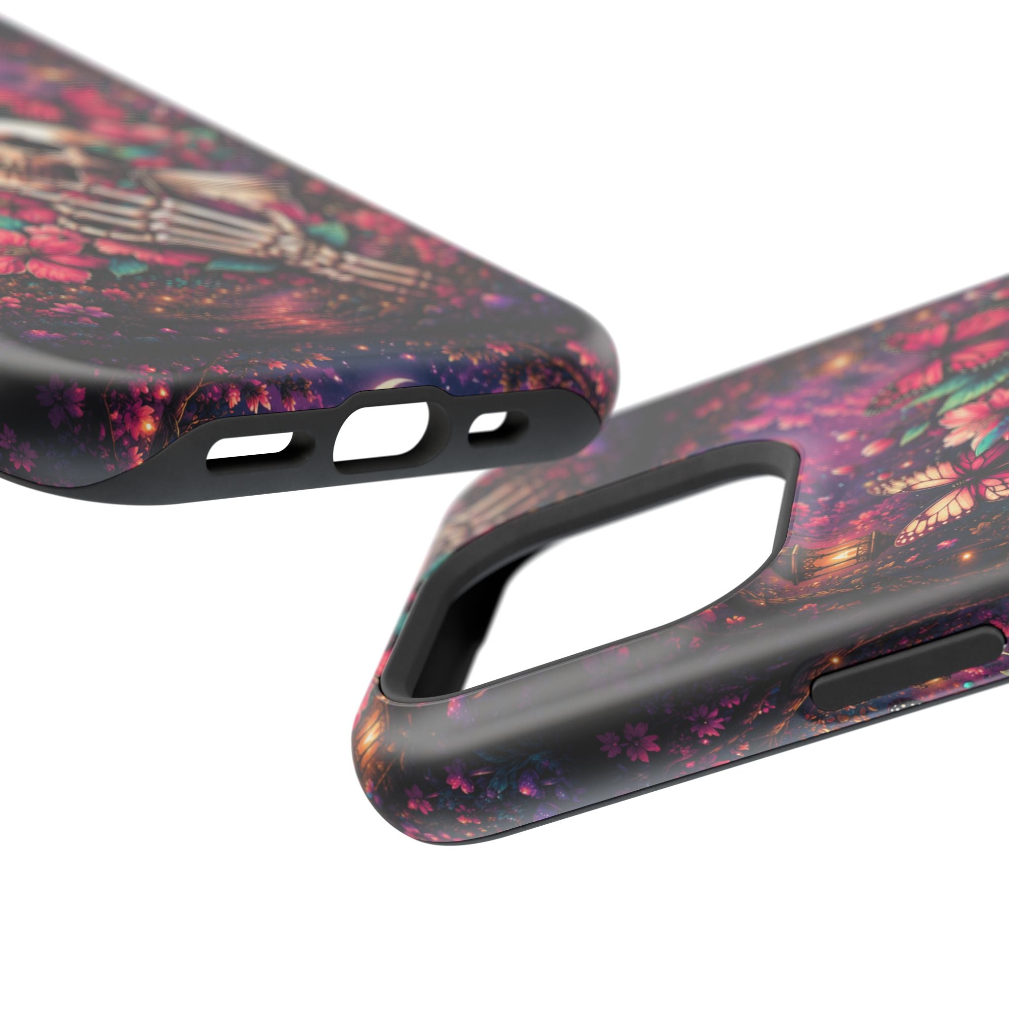 Skull & Butterflies Phone Case – Gothic Floral MagSafe-Compatible Case