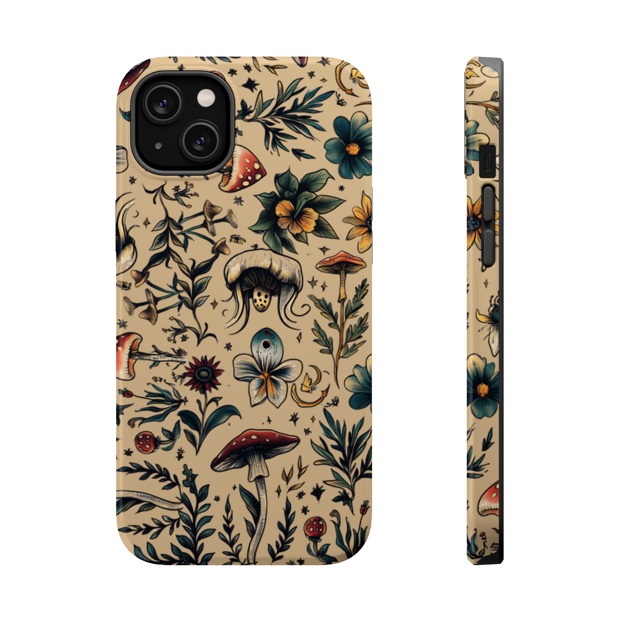 Vintage Botanical Mushroom Phone Case – MagSafe-Compatible Cover