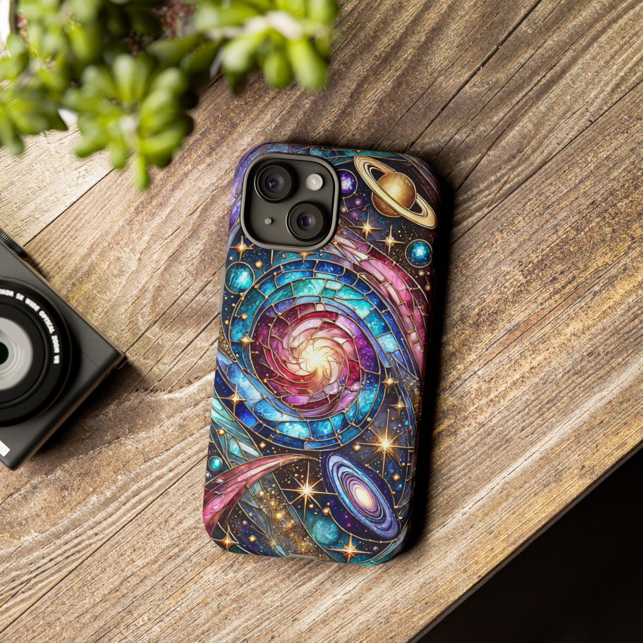Galaxy Swirl Stained Glass Phone Case – Cosmic Celestial Cover