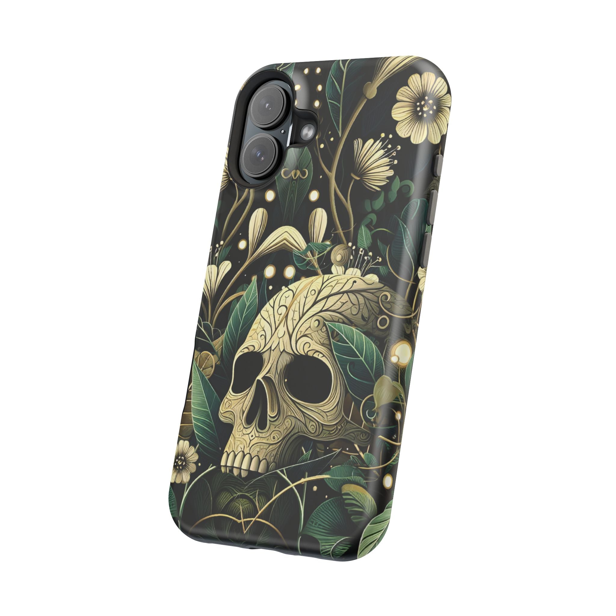 Floral Skull Phone Case – Botanical Gothic MagSafe-Compatible Cover