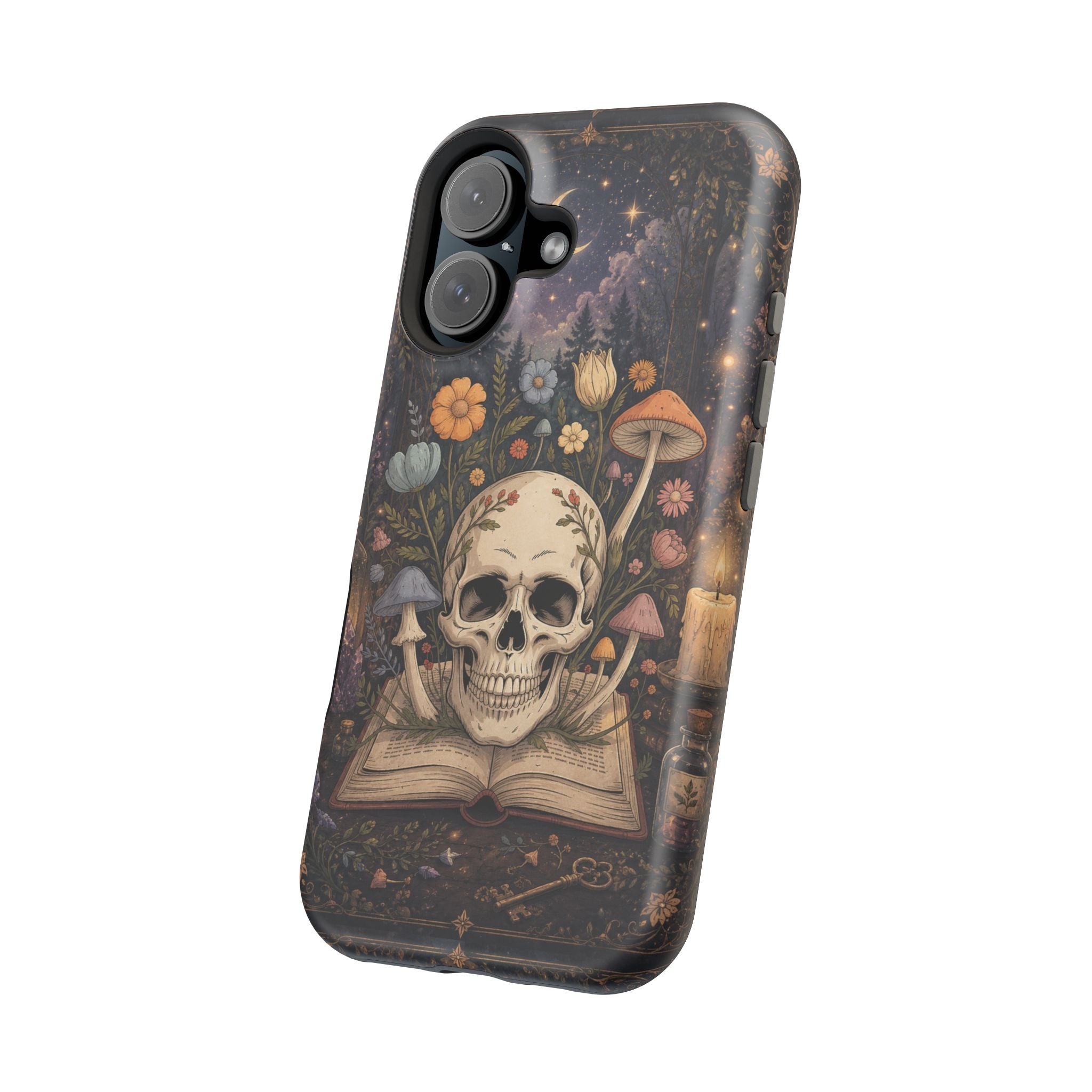Skull & Mushroom Phone Case – Gothic MagSafe-Compatible Impact-Resistant Case