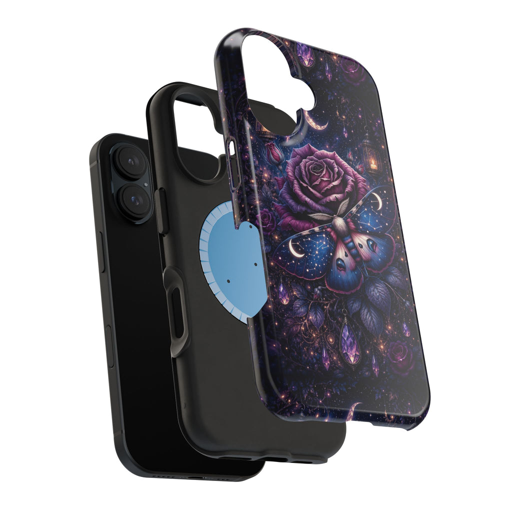 Mystical Rose & Moth Phone Case – Floral MagSafe-Compatible Cover
