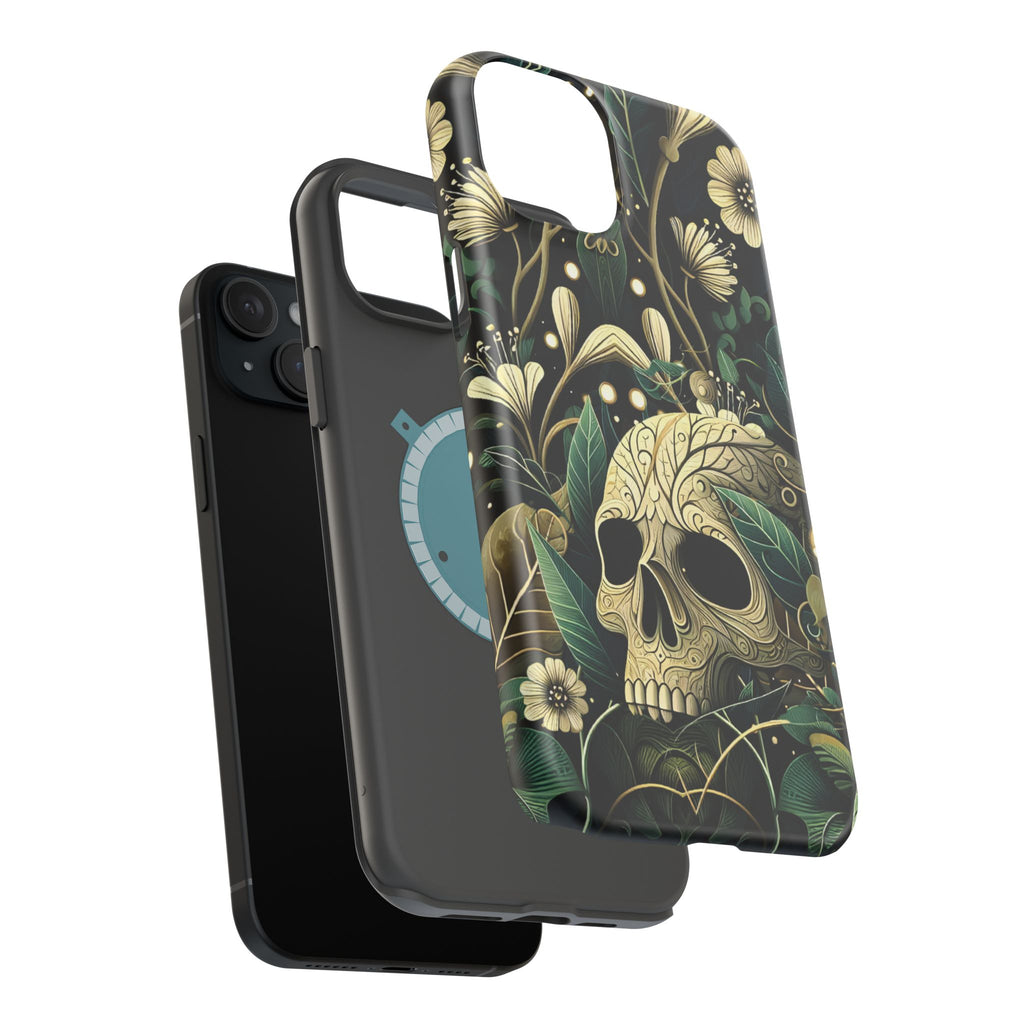 Floral Skull Phone Case – Botanical Gothic MagSafe-Compatible Cover
