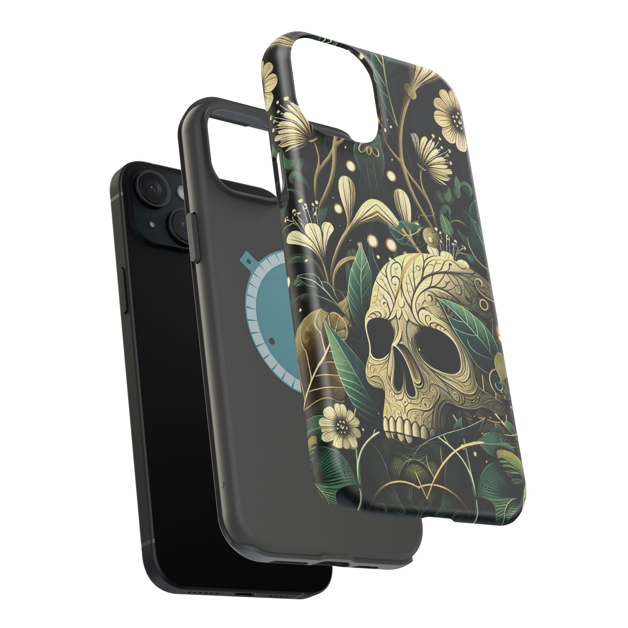 Floral Skull Phone Case – Botanical Gothic MagSafe-Compatible Cover