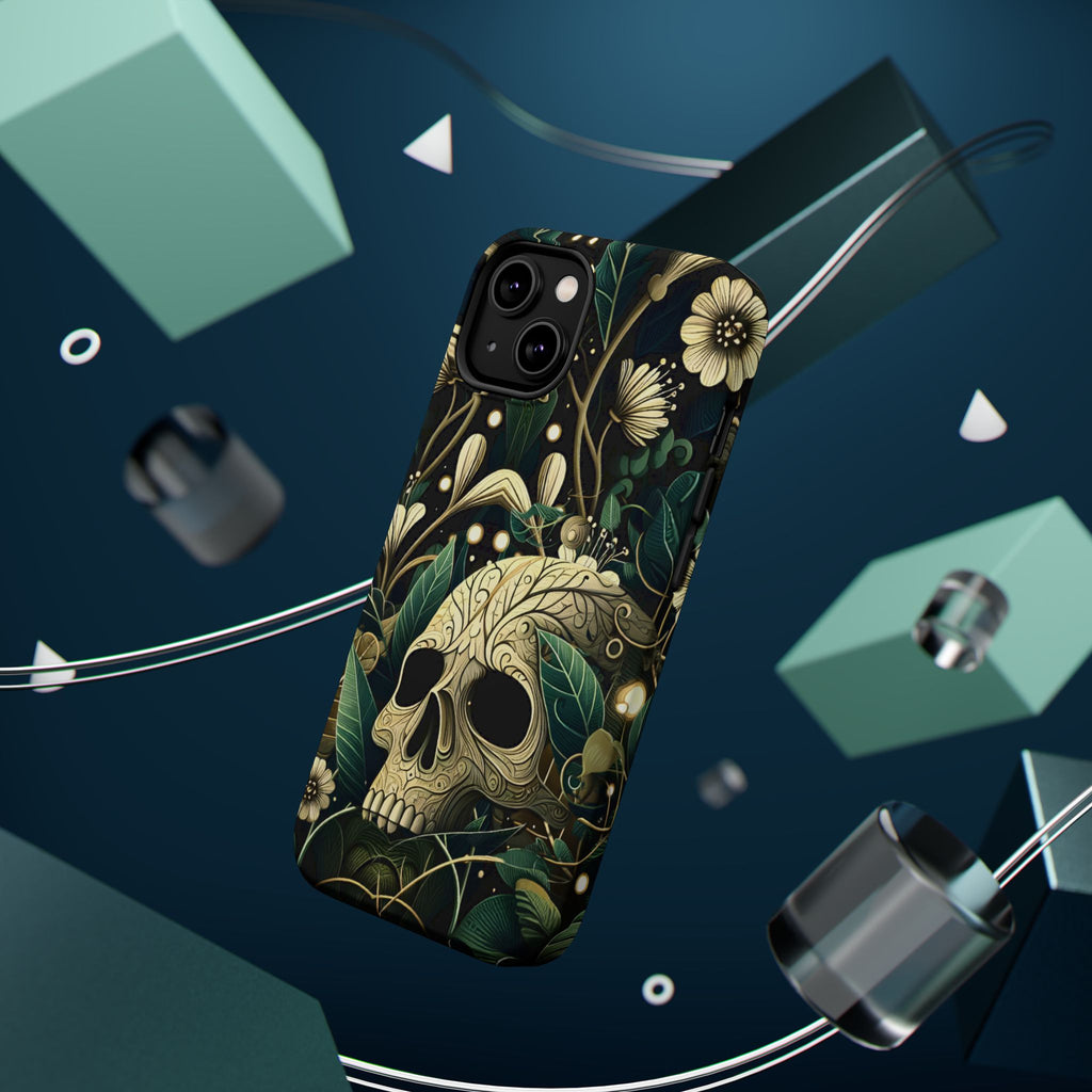 Floral Skull Phone Case – Botanical Gothic MagSafe-Compatible Cover