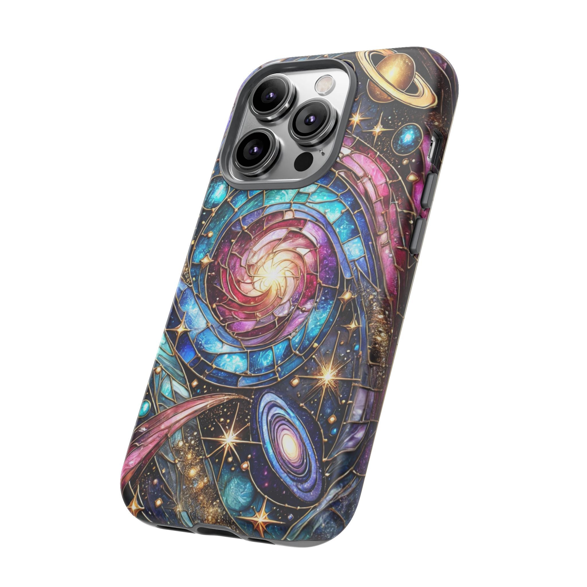 Galaxy Swirl Stained Glass Phone Case – Cosmic Celestial Cover