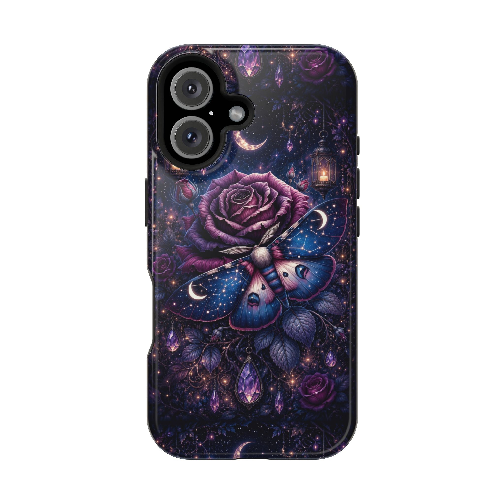 Mystical Rose & Moth Phone Case – Floral MagSafe-Compatible Cover