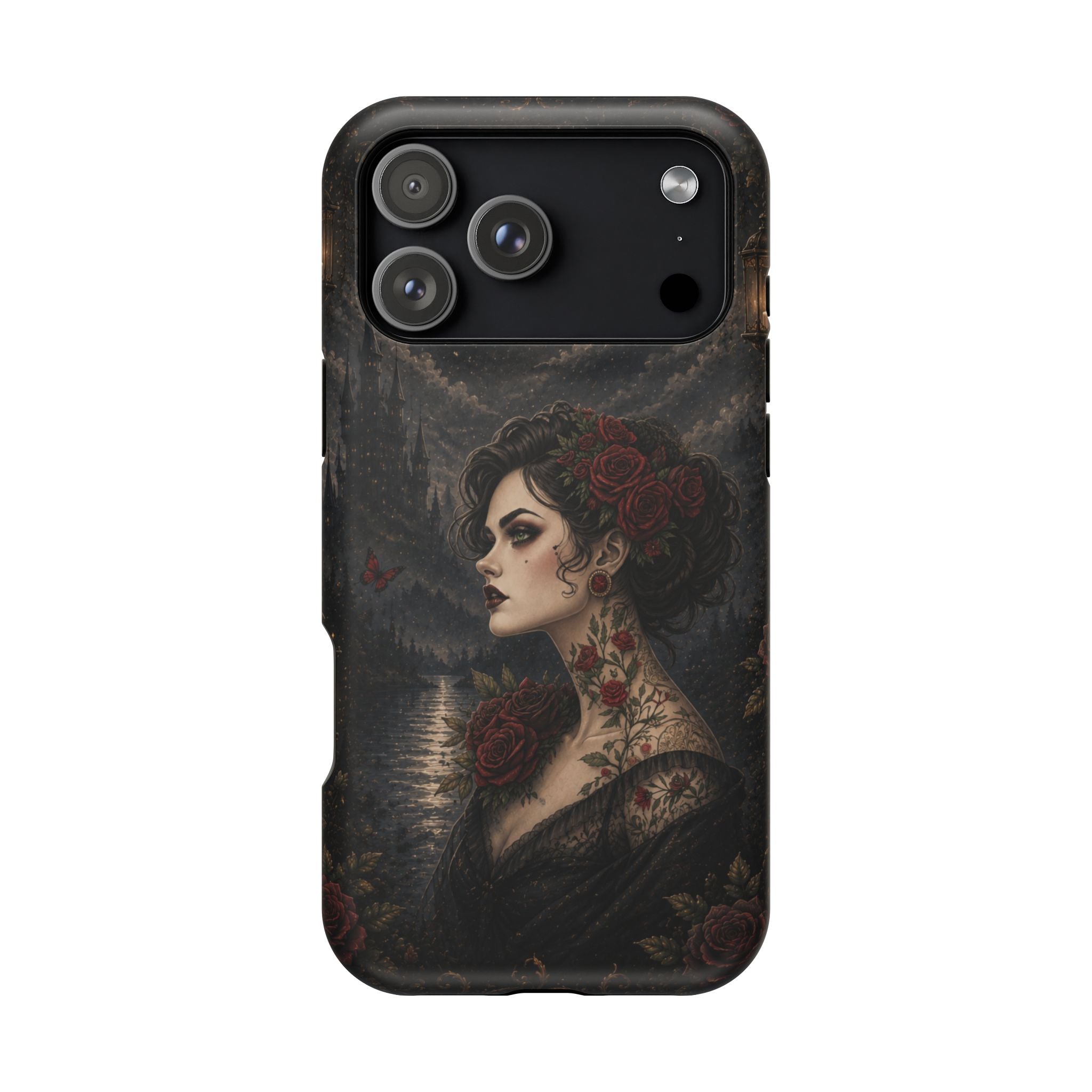 Gothic Rose Portrait Phone Case – Dark Romance MagSafe-Compatible Cover