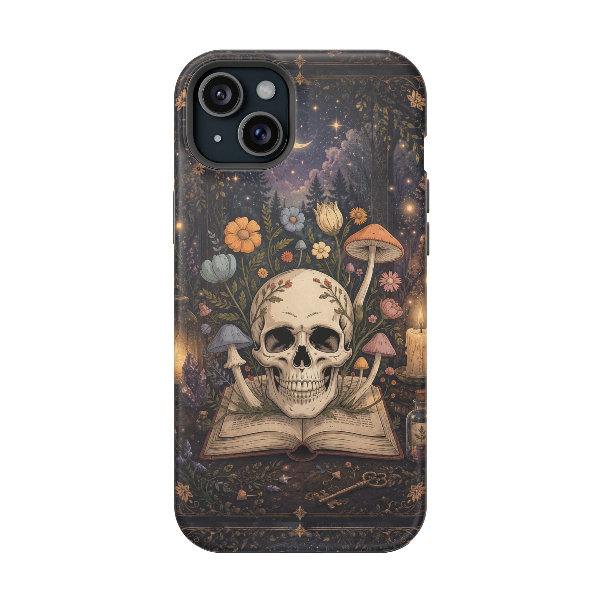 Skull & Mushroom Phone Case – Gothic MagSafe-Compatible Impact-Resistant Case