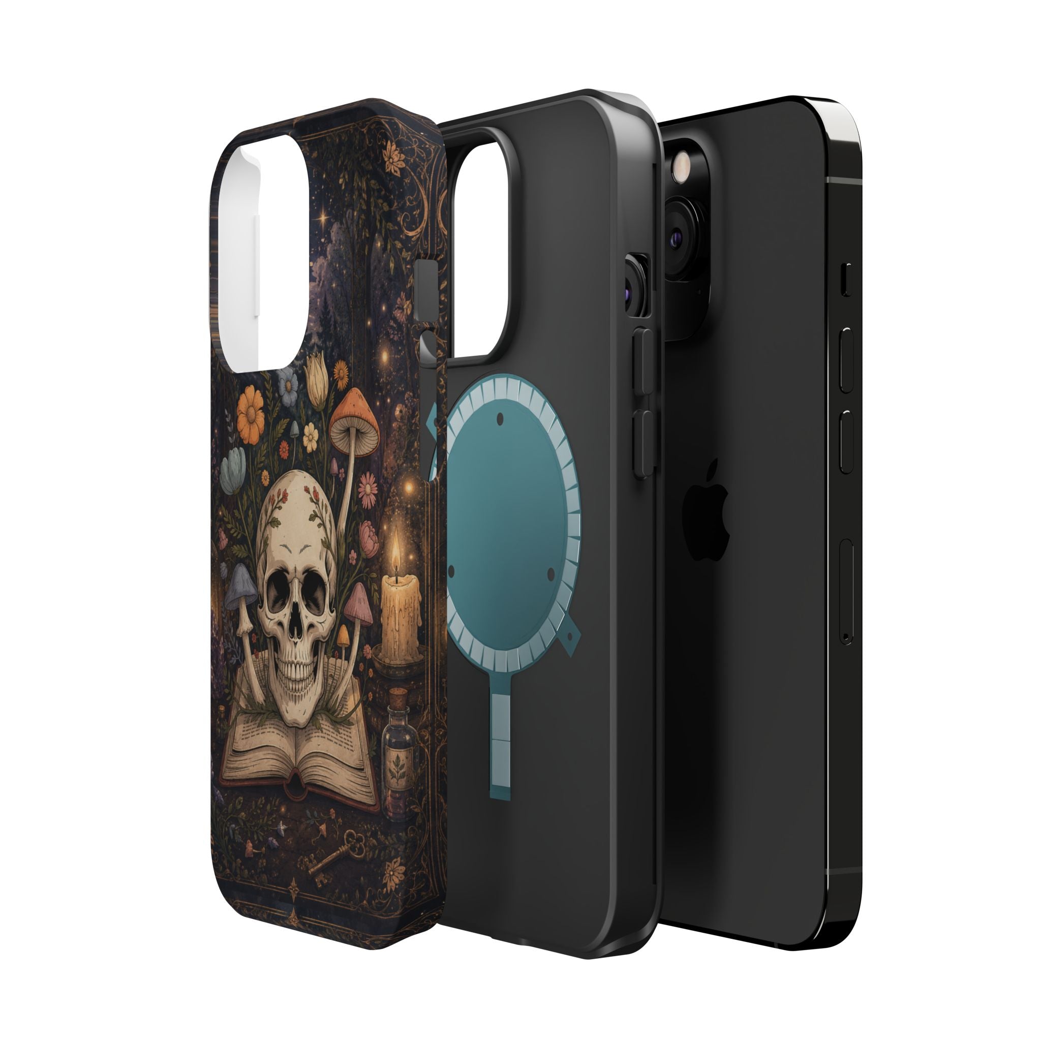 Skull & Mushroom Phone Case – Gothic MagSafe-Compatible Impact-Resistant Case