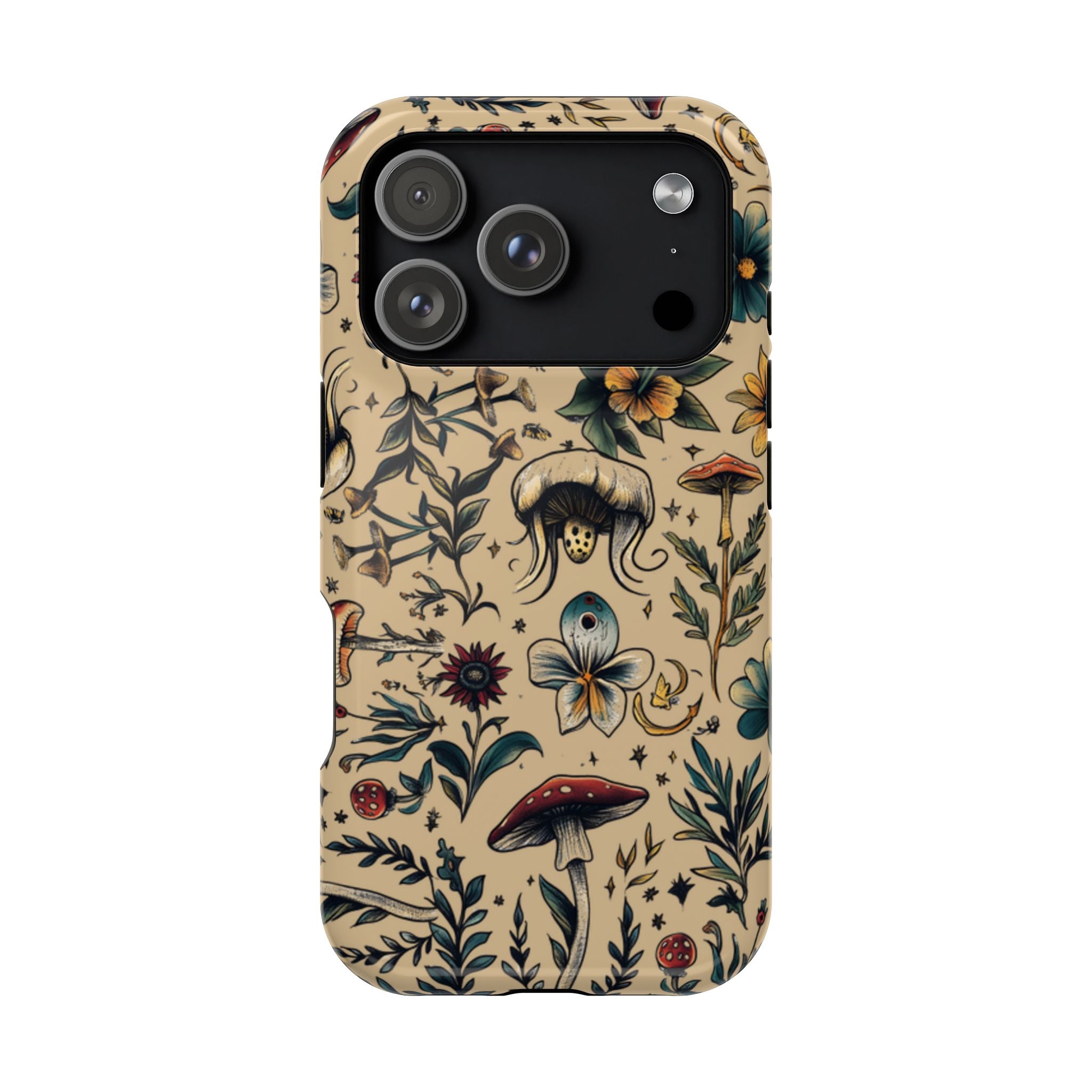 Vintage Botanical Mushroom Phone Case – MagSafe-Compatible Cover