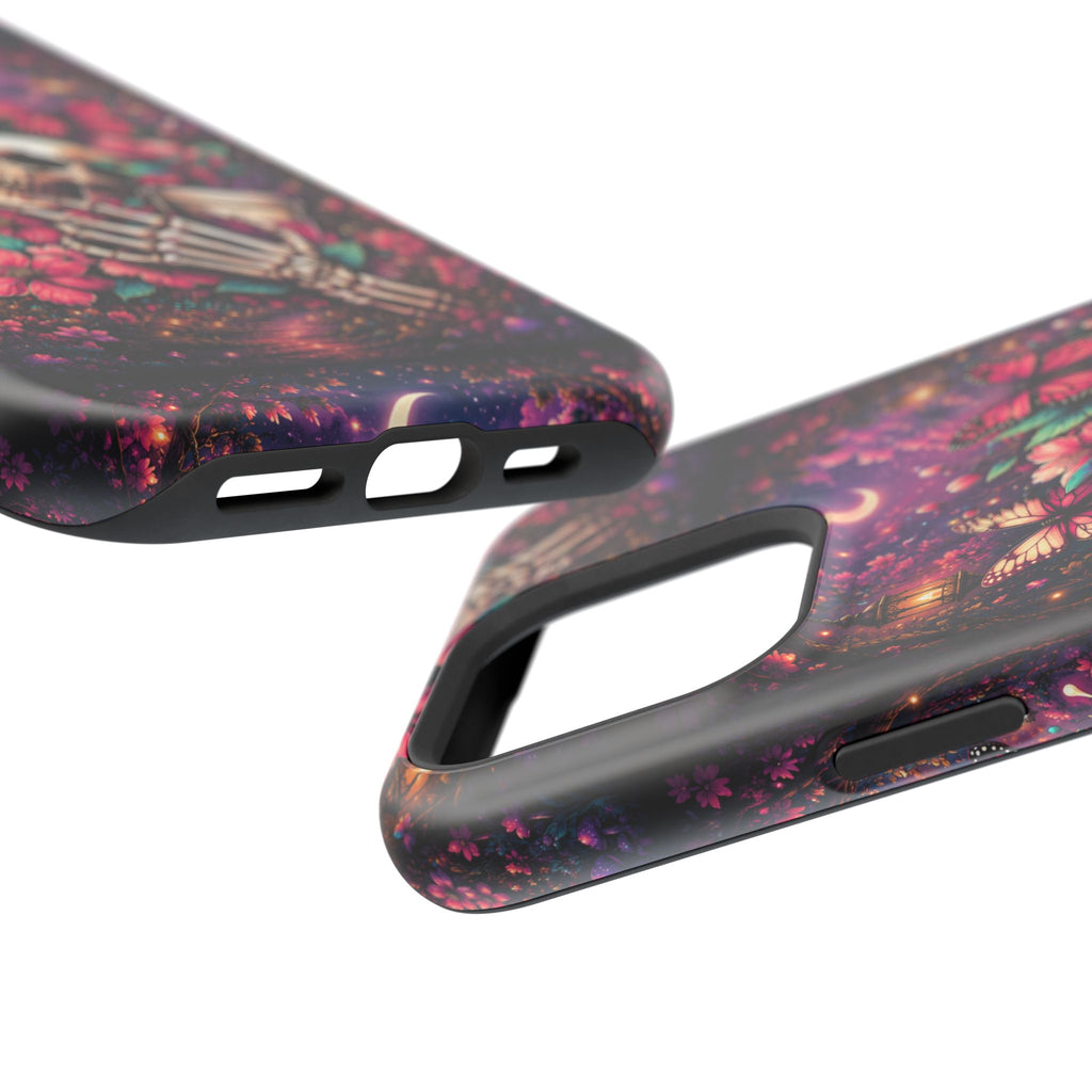Skull & Butterflies Phone Case – Gothic Floral MagSafe-Compatible Case