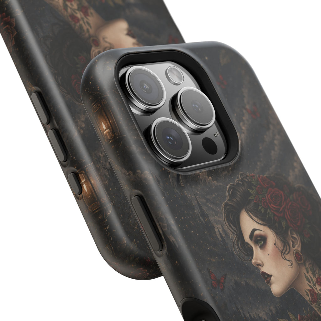 Gothic Rose Portrait Phone Case – Dark Romance MagSafe-Compatible Cover