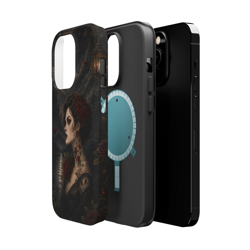 Gothic Rose Portrait Phone Case – Dark Romance MagSafe-Compatible Cover