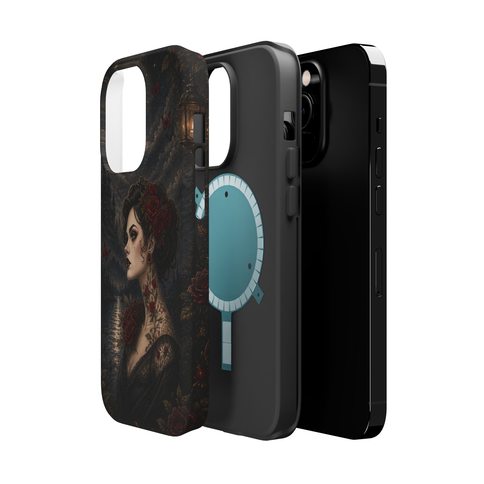 Gothic Rose Portrait Phone Case – Dark Romance MagSafe-Compatible Cover