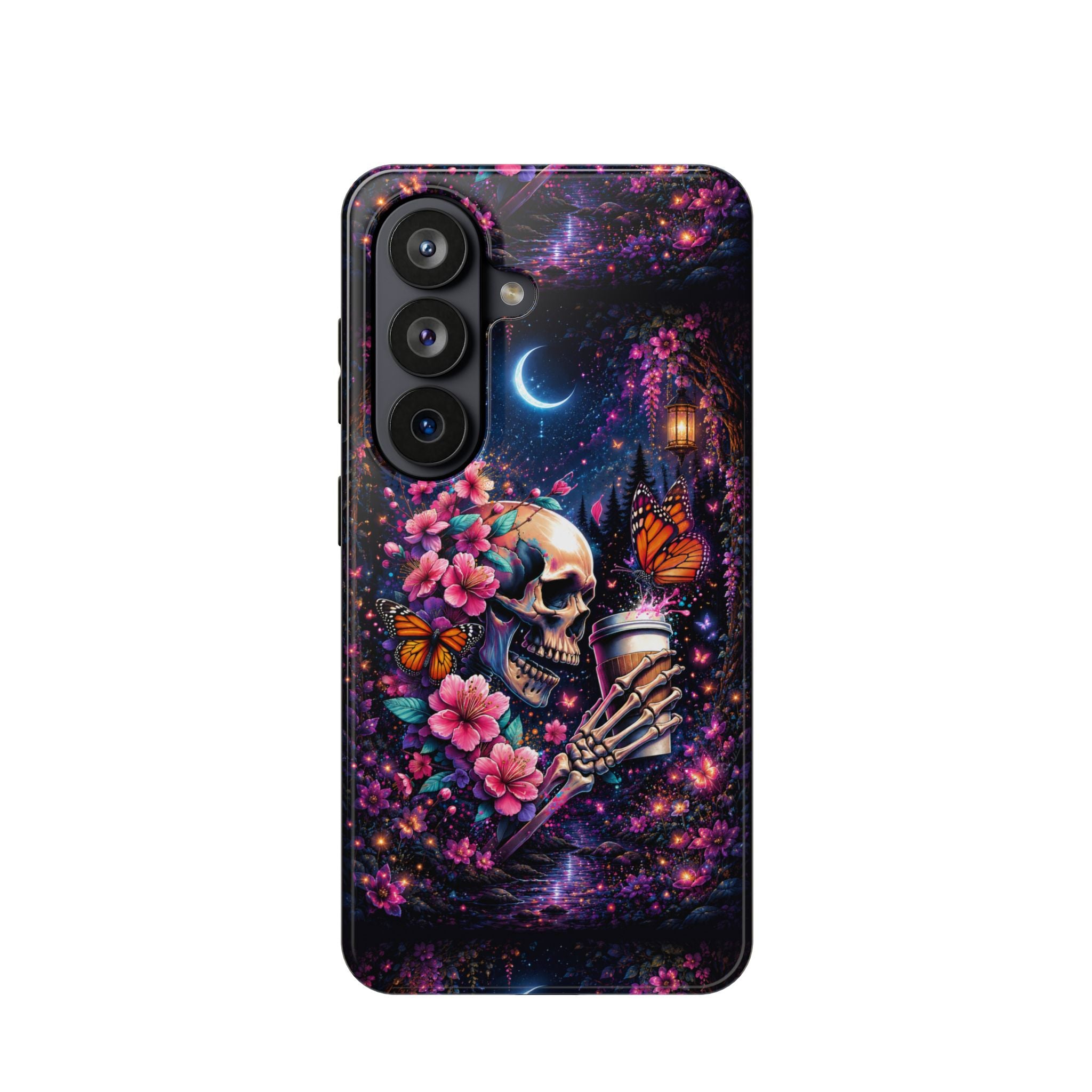 Skull & Cherry Blossom Phone Case – Floral Gothic MagSafe Cover
