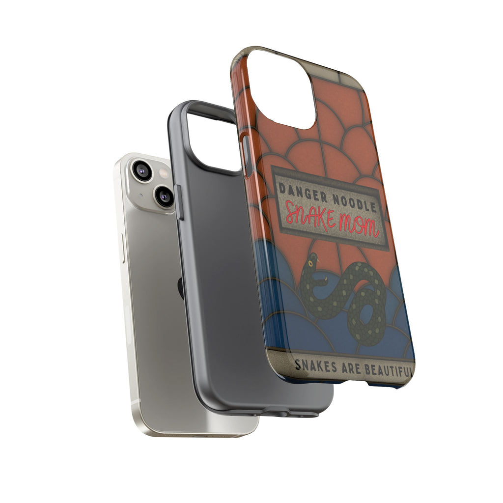 Danger Noodle Snake Mom Phone Case | Snakes Are Beautiful |Stained Glass Snake Art | Funny Snake Lover Gift |  Reptile Mom Phone Cover
