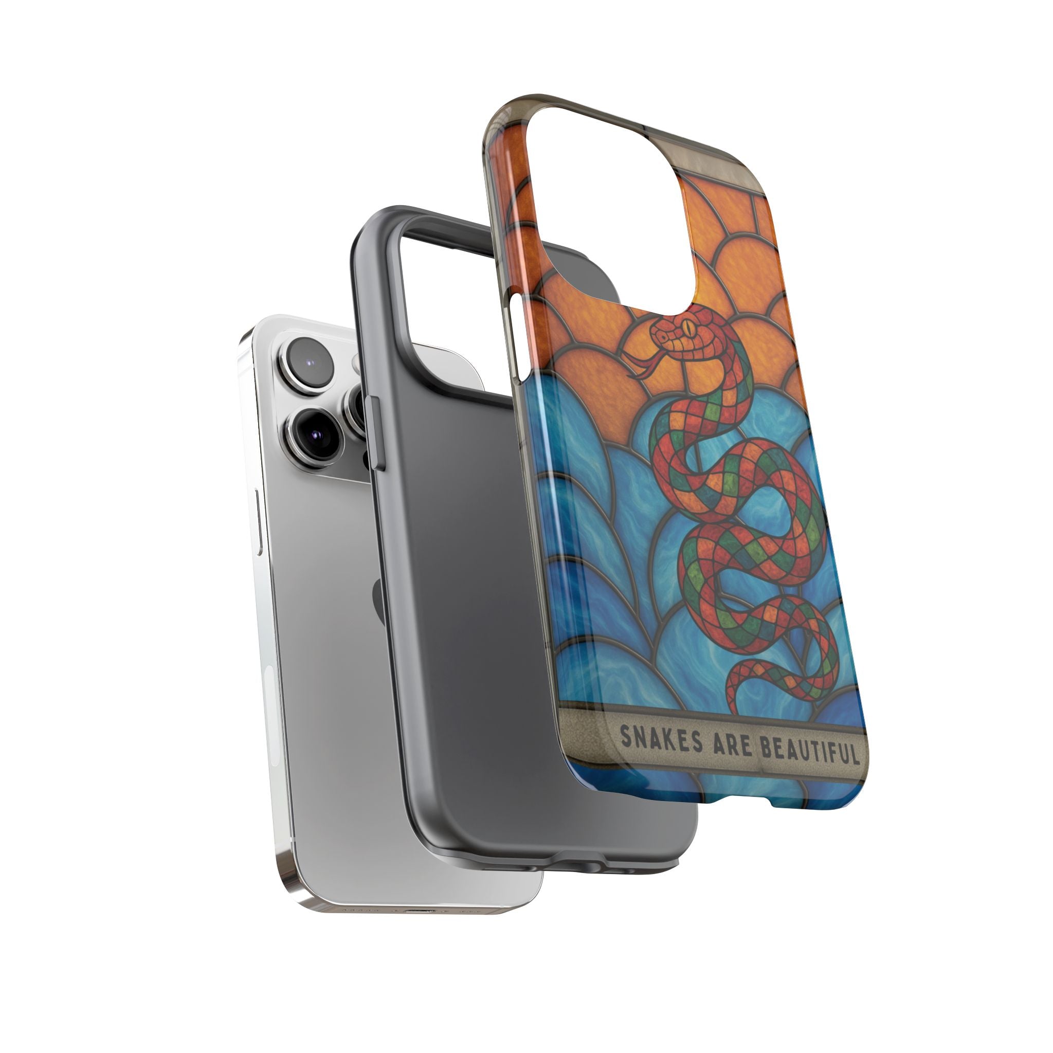 Snakes Are Beautiful Stained Glass Phone Case, Colorful Reptile Design Phone Cover, Nature Lovers Reptile Phone Case, Danger Noodle Case