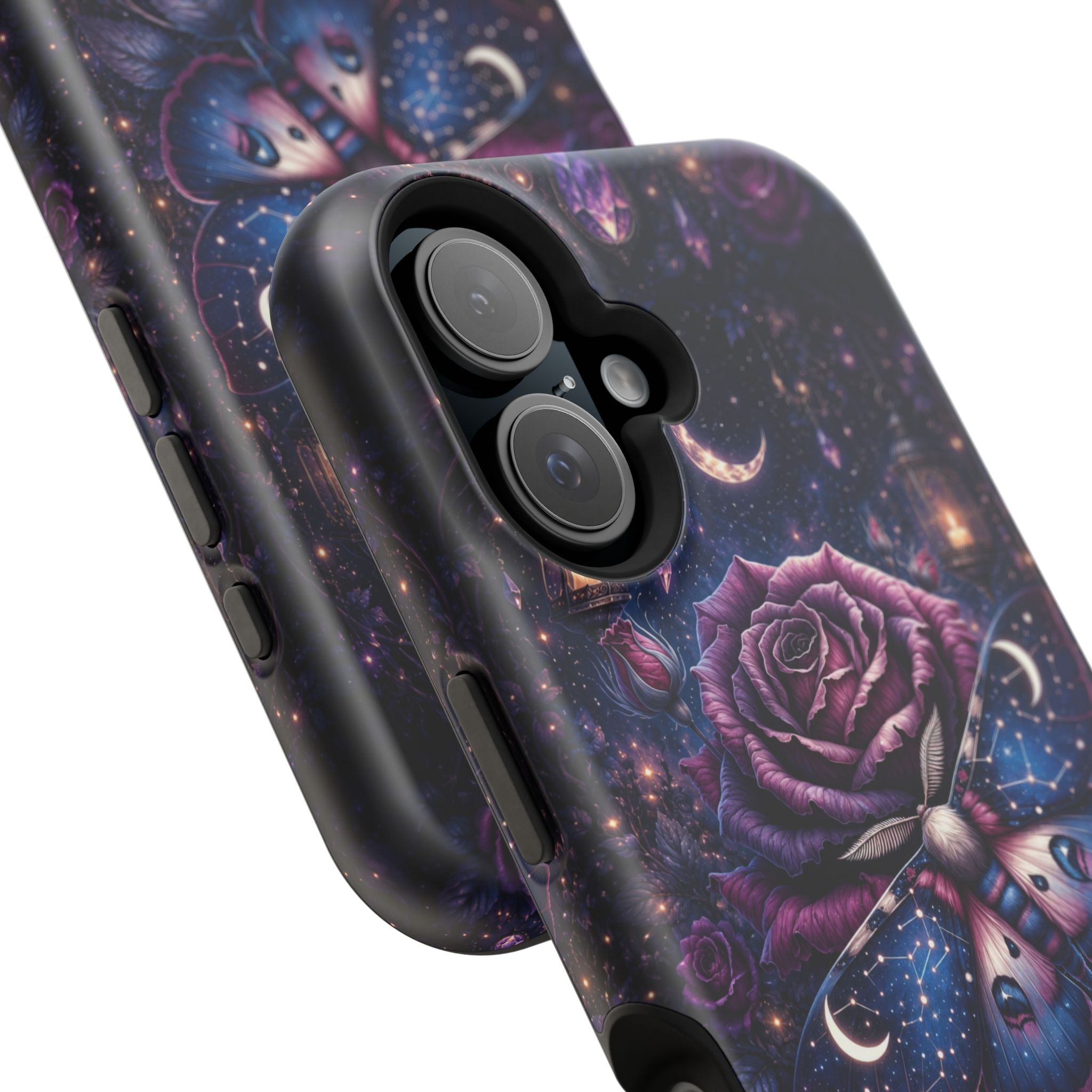 Mystical Rose & Moth Phone Case – Floral MagSafe-Compatible Cover