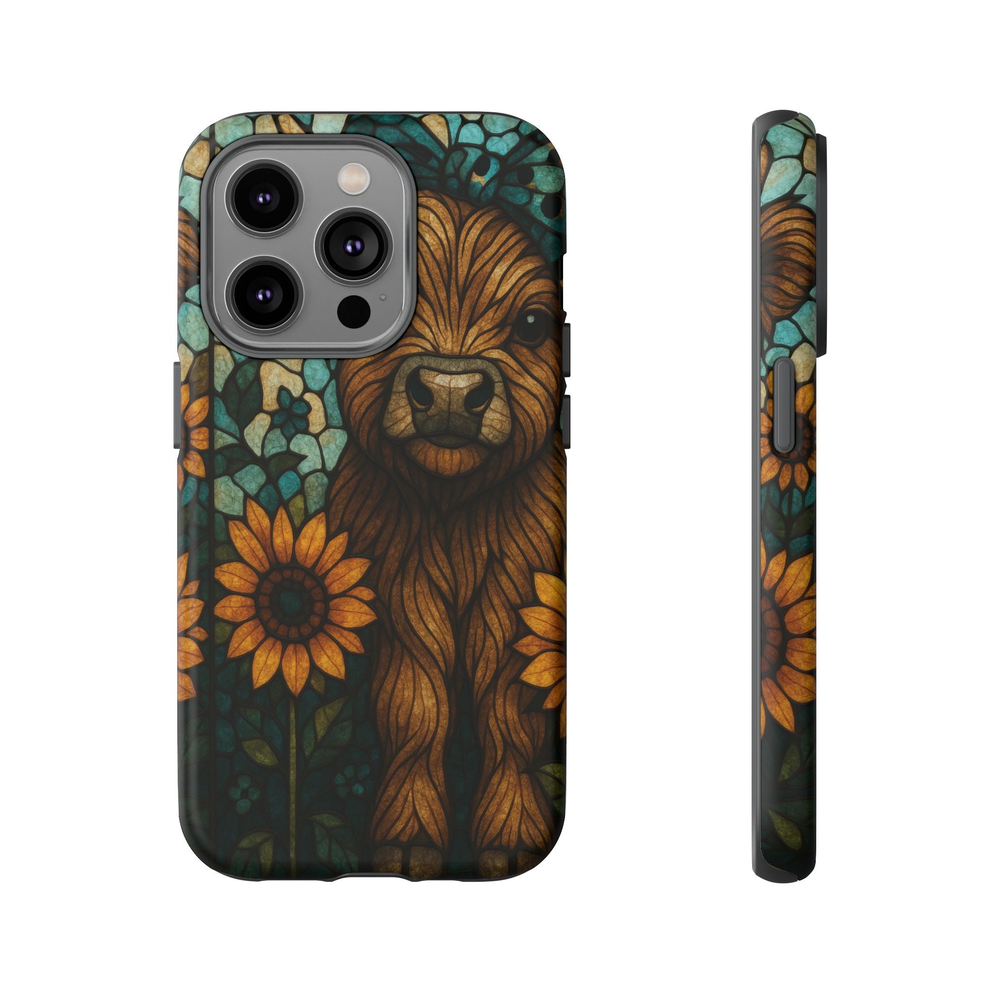 Stained Glass Baby Cow Phone Case – Sunflower Farmhouse Animal Design