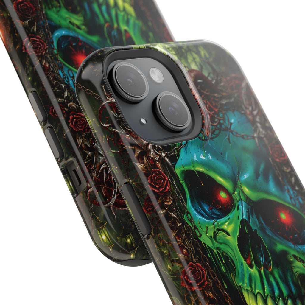 Skull Rose Phone Case – Gothic Impact-Resistant MagSafe-Compatible Cover