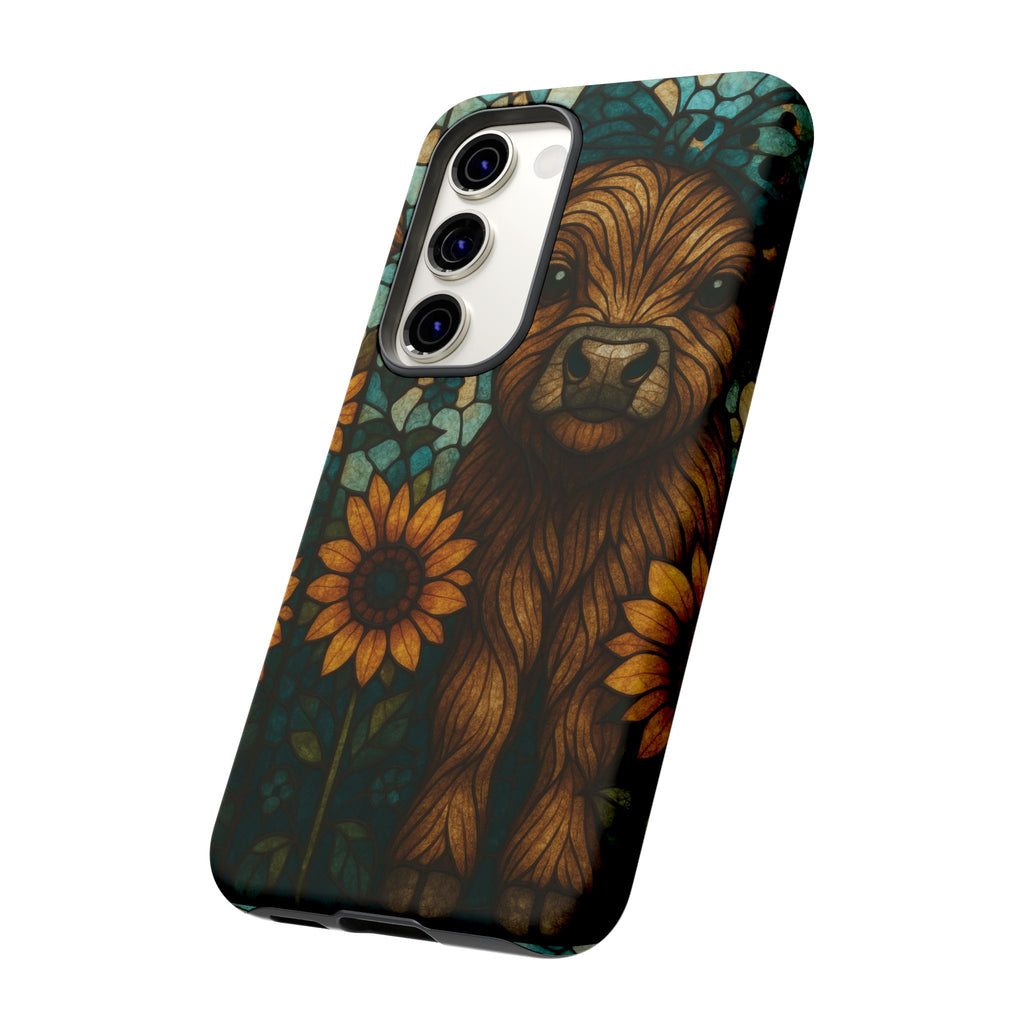 Stained Glass Baby Cow Phone Case – Sunflower Farmhouse Animal Design
