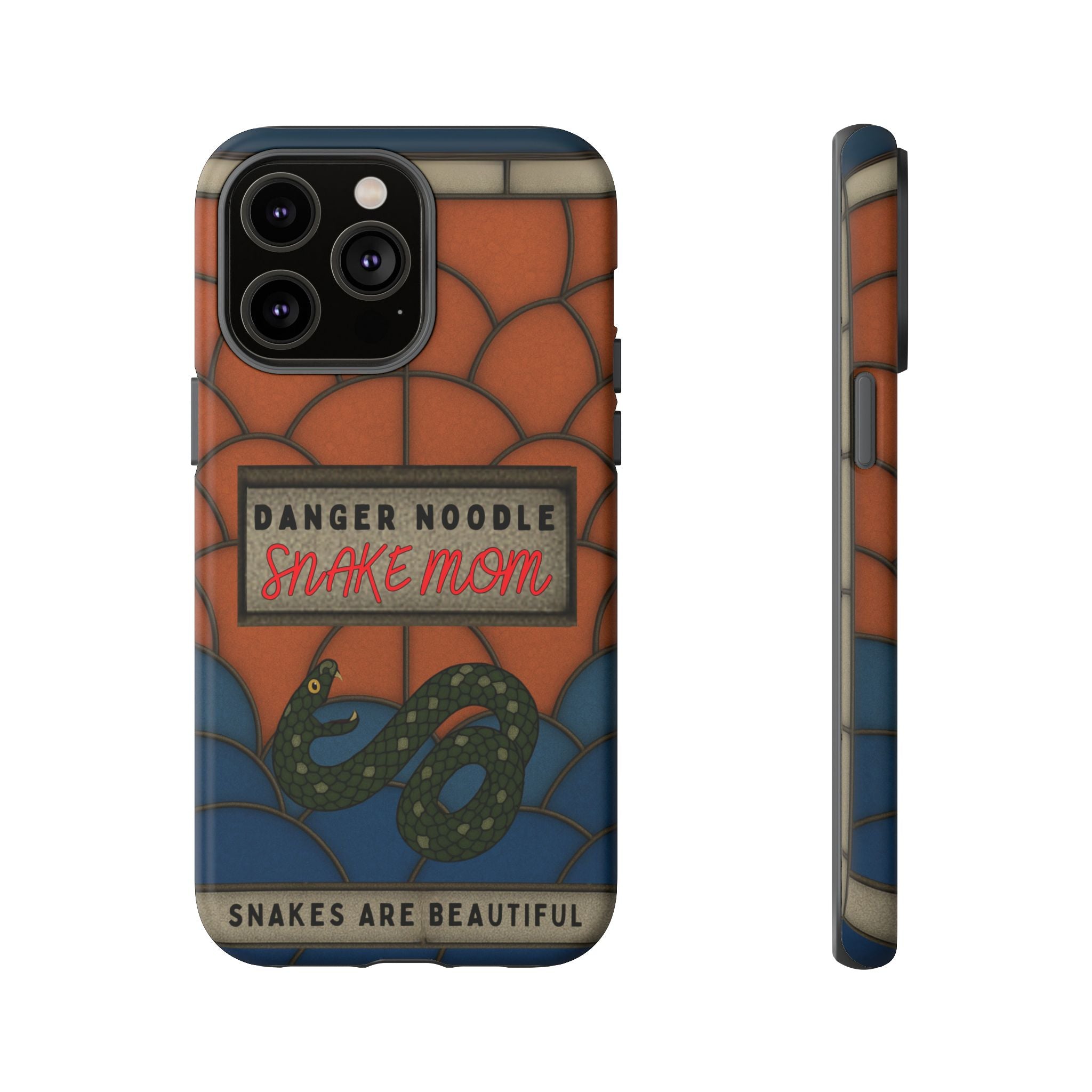 Danger Noodle Snake Mom Phone Case | Snakes Are Beautiful |Stained Glass Snake Art | Funny Snake Lover Gift |  Reptile Mom Phone Cover
