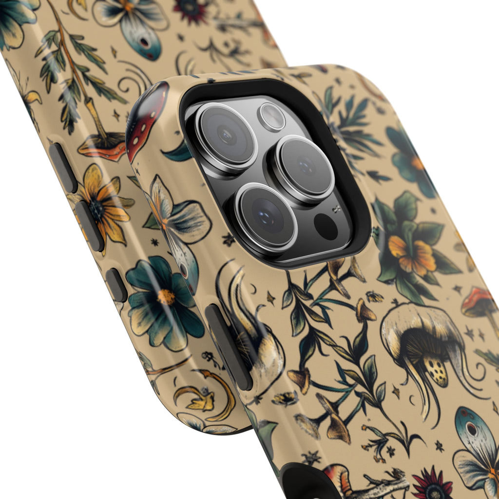 Vintage Botanical Mushroom Phone Case – MagSafe-Compatible Cover