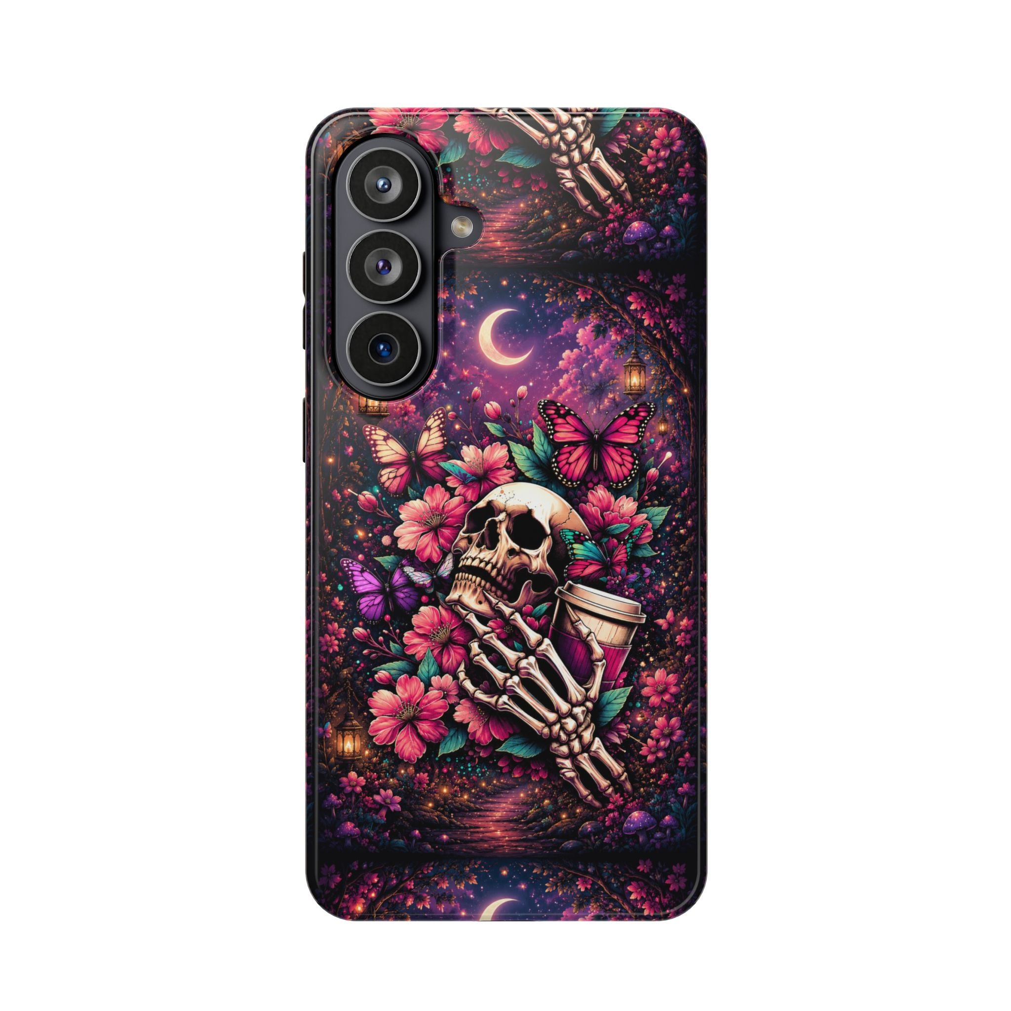 Skull & Butterflies Phone Case – Gothic Floral MagSafe-Compatible Case