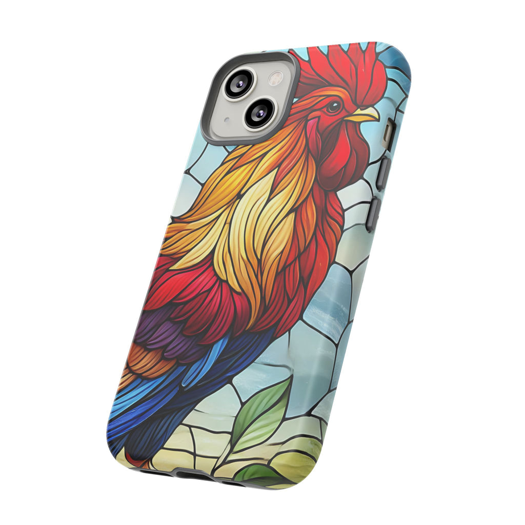 Colorful Stained Glass Rooster Android Case, Tough Protective Phone Cover, Farmhouse Decor Protective Phone Case, Unique Chicken Design