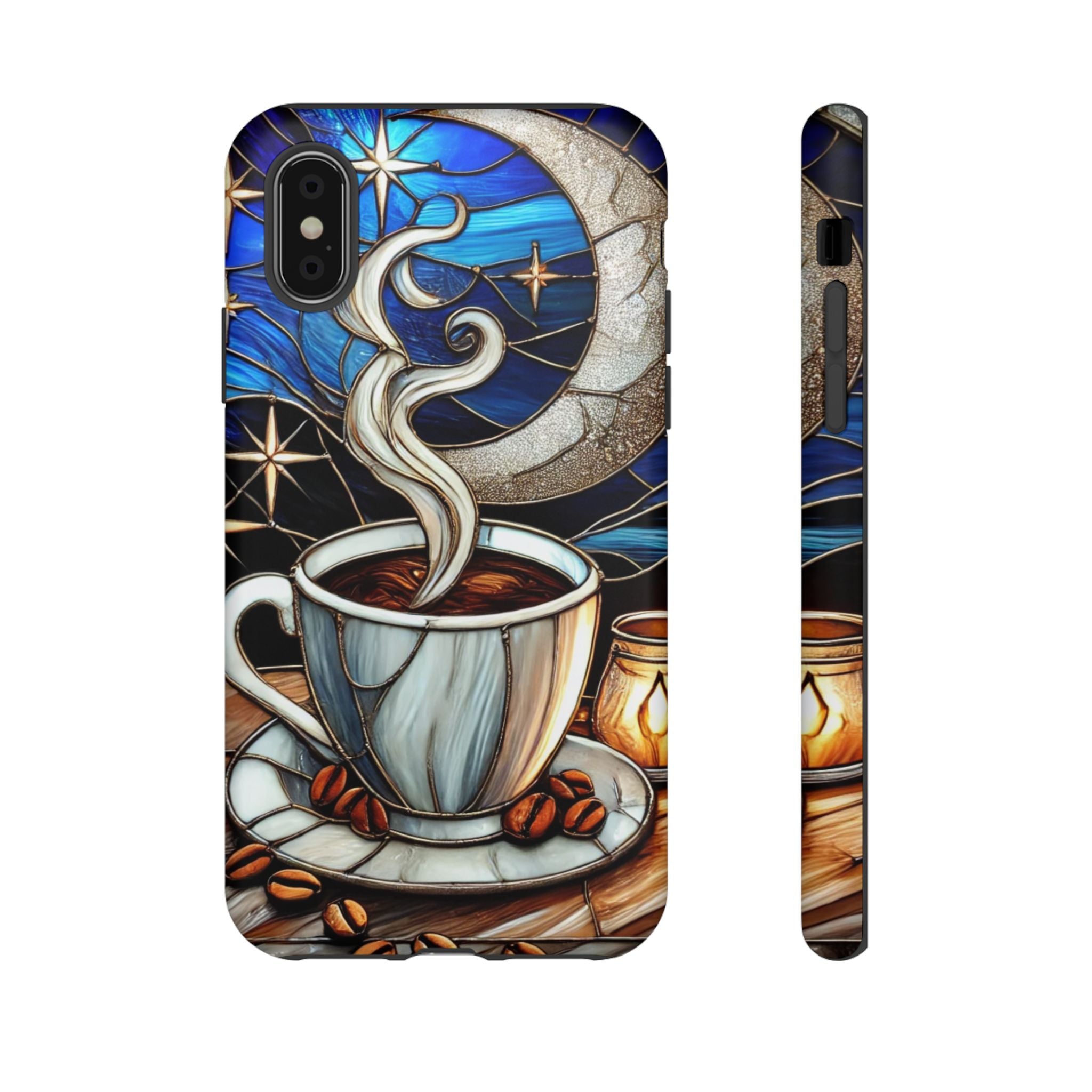 Stained Glass Coffee Phone Case – Cozy Artistic Design for Coffee Lovers