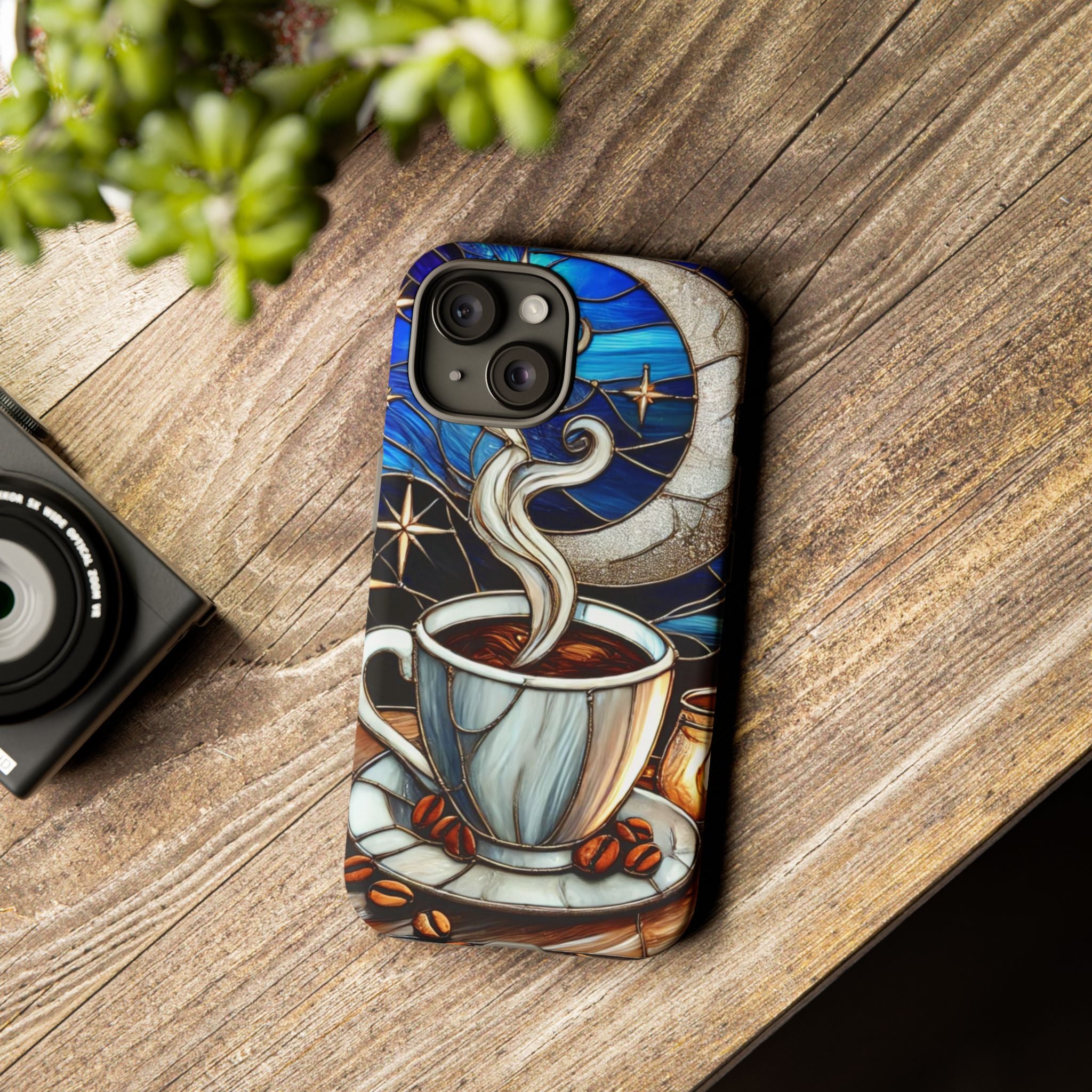 Stained Glass Coffee Phone Case – Cozy Artistic Design for Coffee Lovers