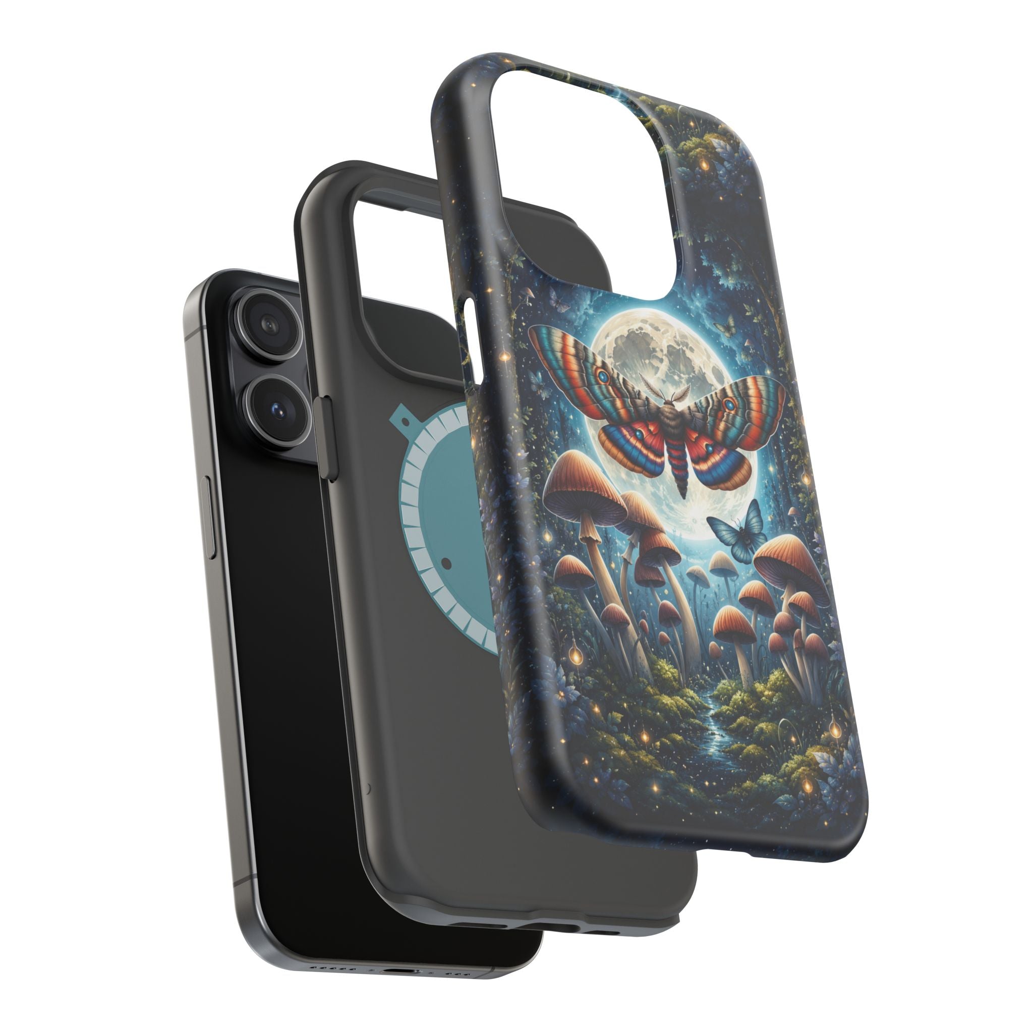 Mystic Moth Moon Phone Case – Whimsical MagSafe-Compatible Cover