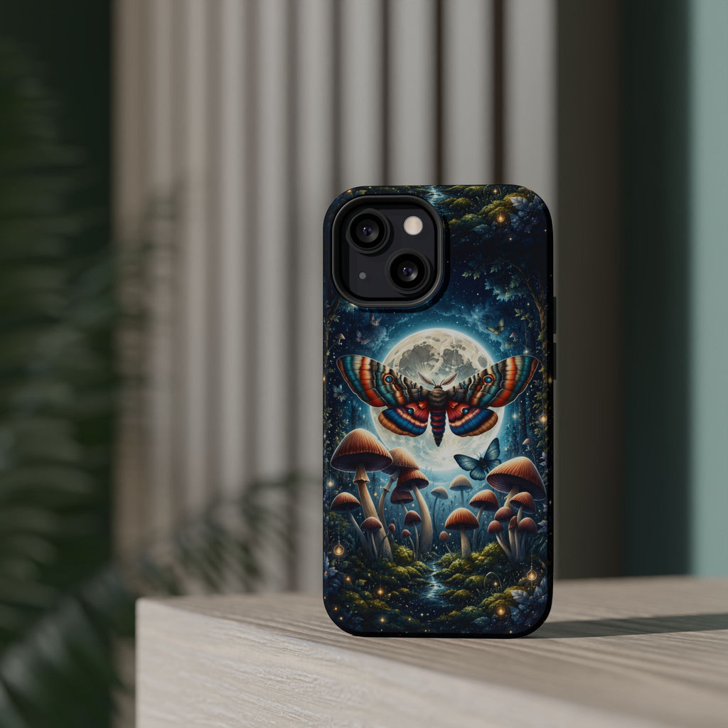 Mystic Moth Moon Phone Case – Whimsical MagSafe-Compatible Cover